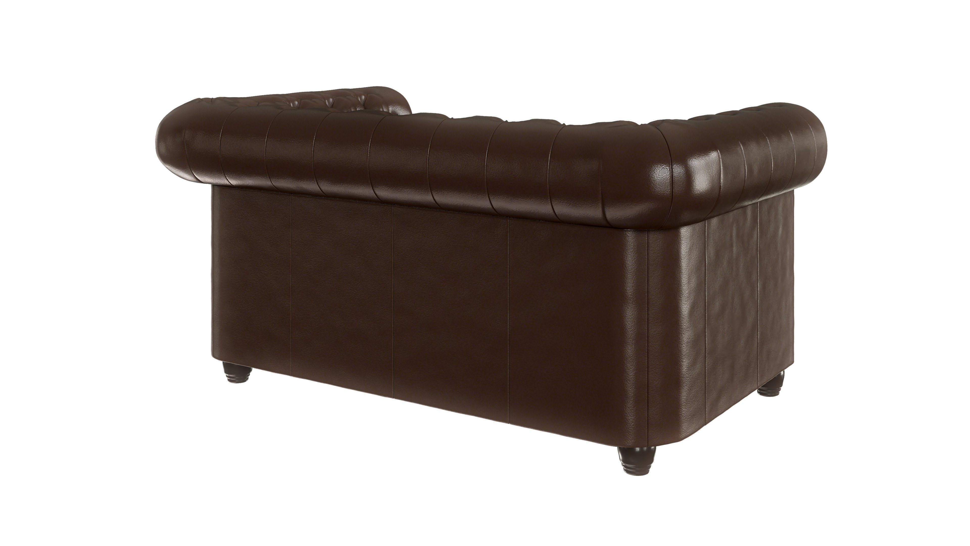 mit Jeff Sofa 2-Sitzer Braun Wellenfederung Möbel S-Style Schlaffunktion, mit mit Bettfunktion, Chesterfield