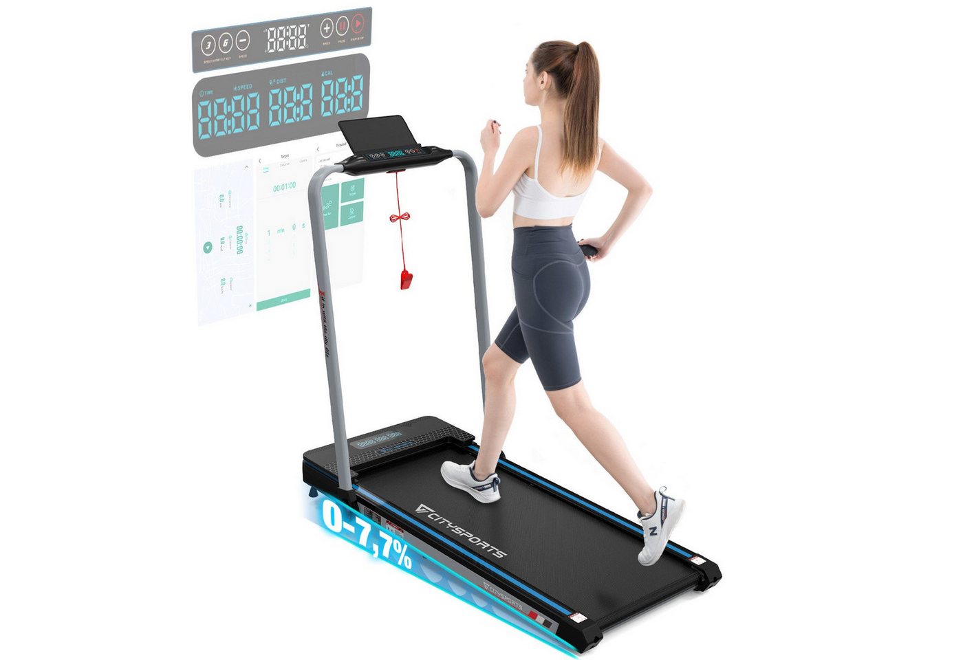 CITYSPORTS Laufband WP3S Klappbares Laufband für Zuhause 1400W Walking/Jogging Pad (Tool kits,Schmiermittel), 1-12km/h Max.Tragfähigkeit 120 kg, Bluetooth APP-Funktion