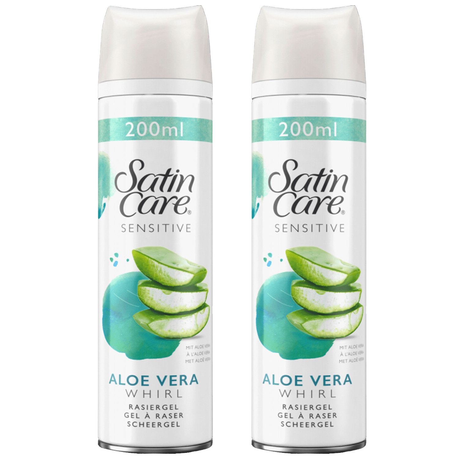 Rasierschaum 2x Gillette Satin Care Sensitive Rasiergel Gel mit Aloe Vera je 200ml