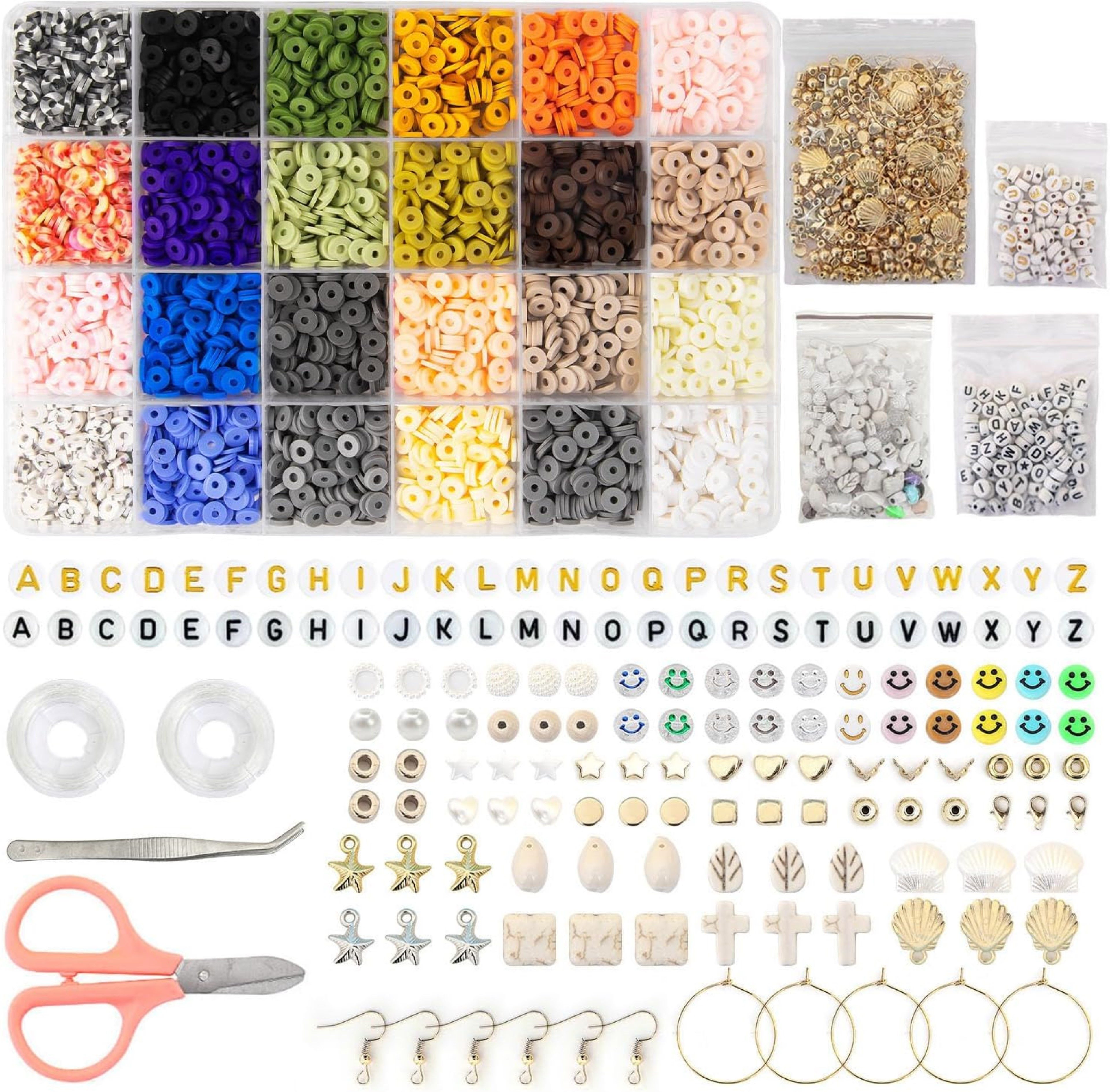 Perlenarmband Set DIY Schmuckset 6mm 24 Farben mit Zubehör