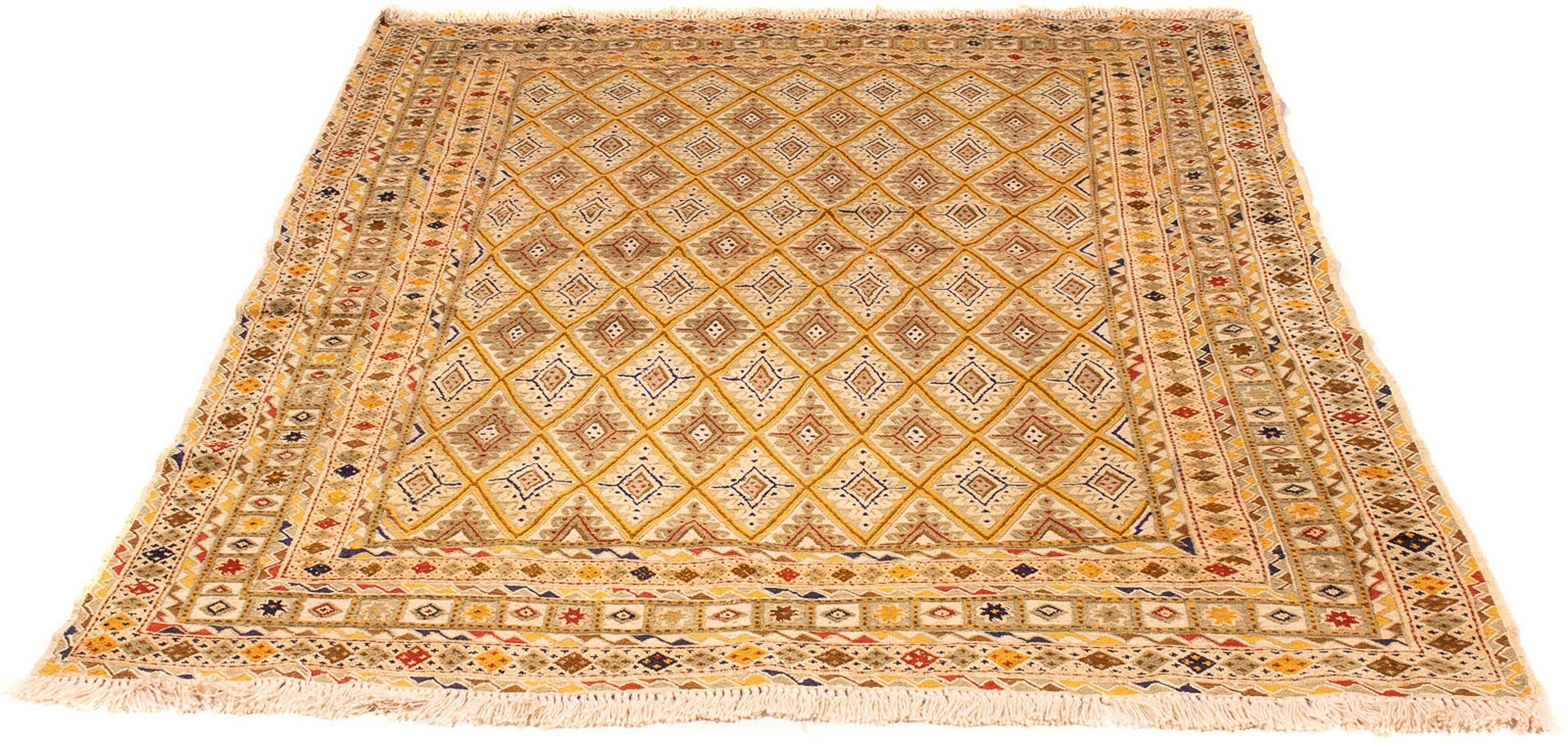 Wollteppich Kelim - Oriental - 190 x 148 cm - hellbraun, morgenland, rechteckig, Höhe: 4 mm, Wohnzimmer, Einzelstück