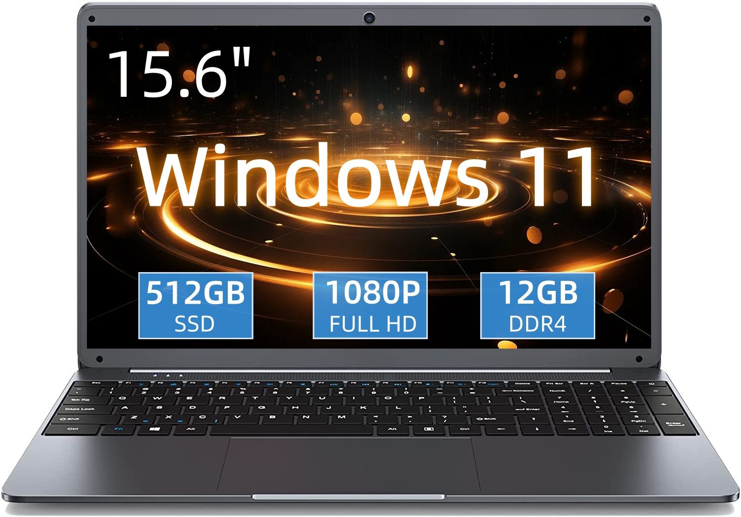 MENGHU 15,6 Zoll Laptop 12GB RAM + 512GB SSD Quad-Core bis zu 2,90 Ghz Notebook (N5095, 12 GB, 512 GB SSD, Intel® UHD Graphics 600)