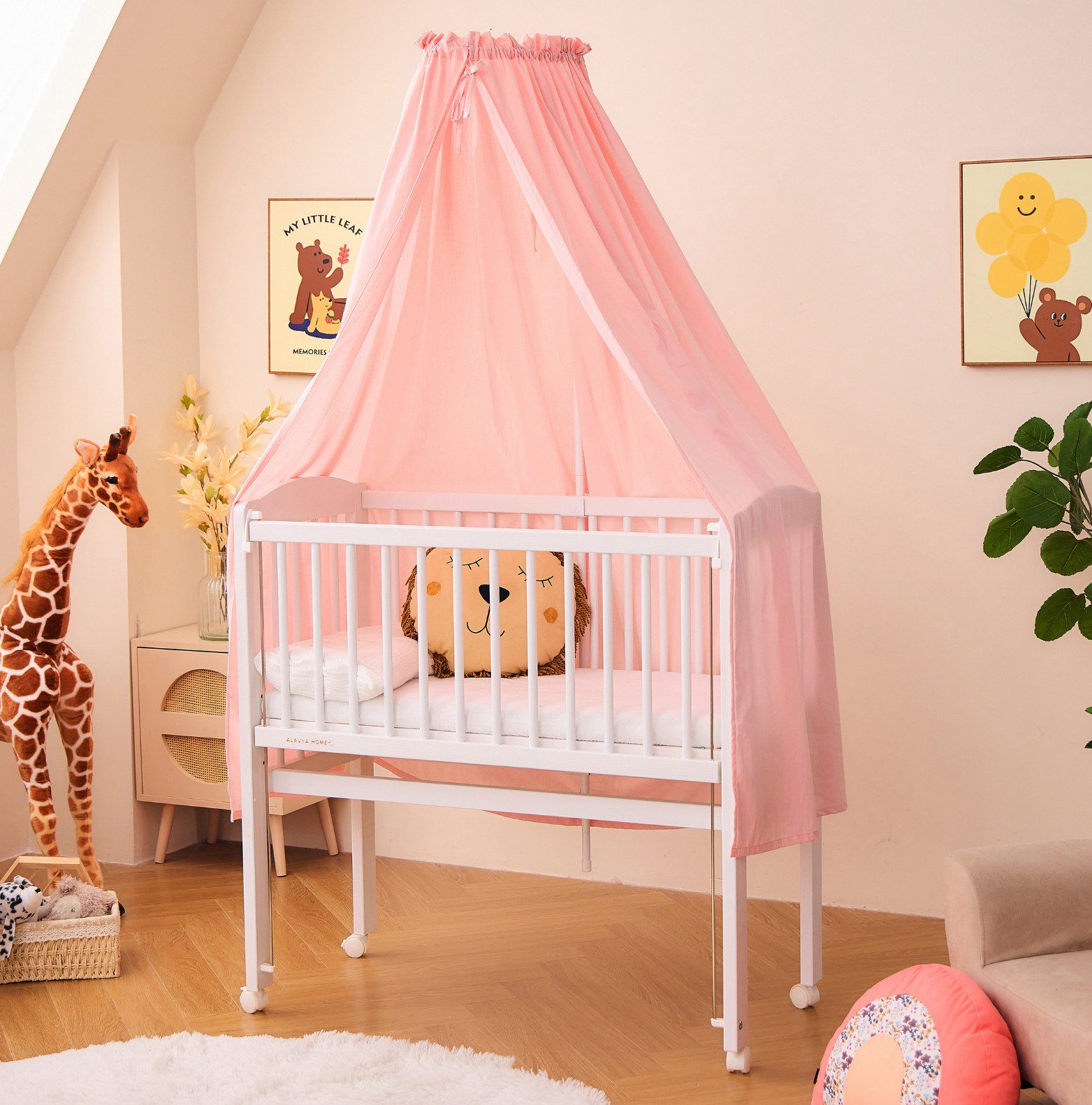 Alavya Home® Betthimmel Babybetthimmel mit Himmelstange Baldachin Insektenschutz für Babybett (2-tlg), Komplett-Set 100% Bio-Baumwolle, GOTS-geprüft, 150 x 240 cm