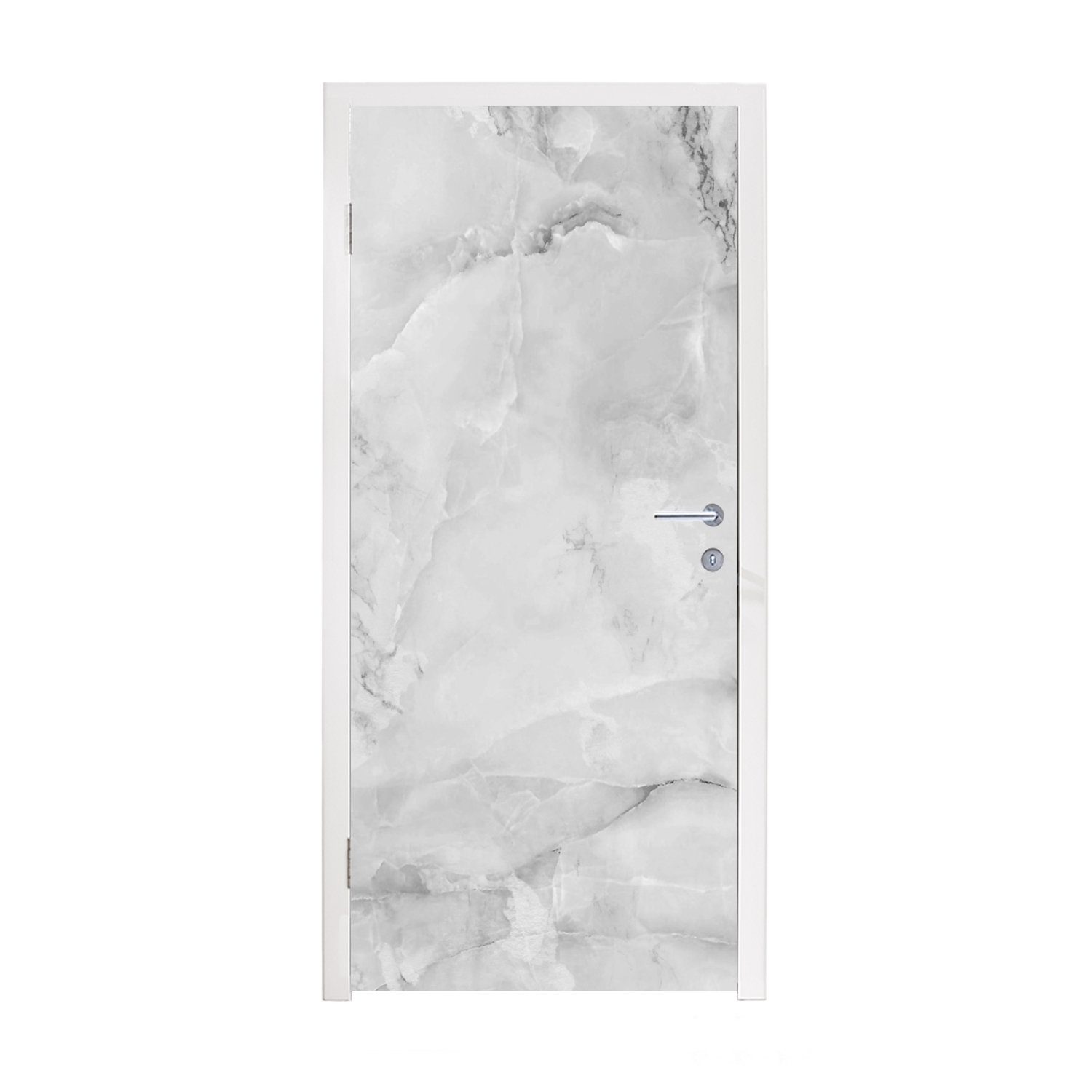 MuchoWow Türtapete Marmor - Stein - Weiß - Grau - Marmoroptik, Matt, bedruckt, (1 St), Fototapete für Tür, Türaufkleber, 75x205 cm