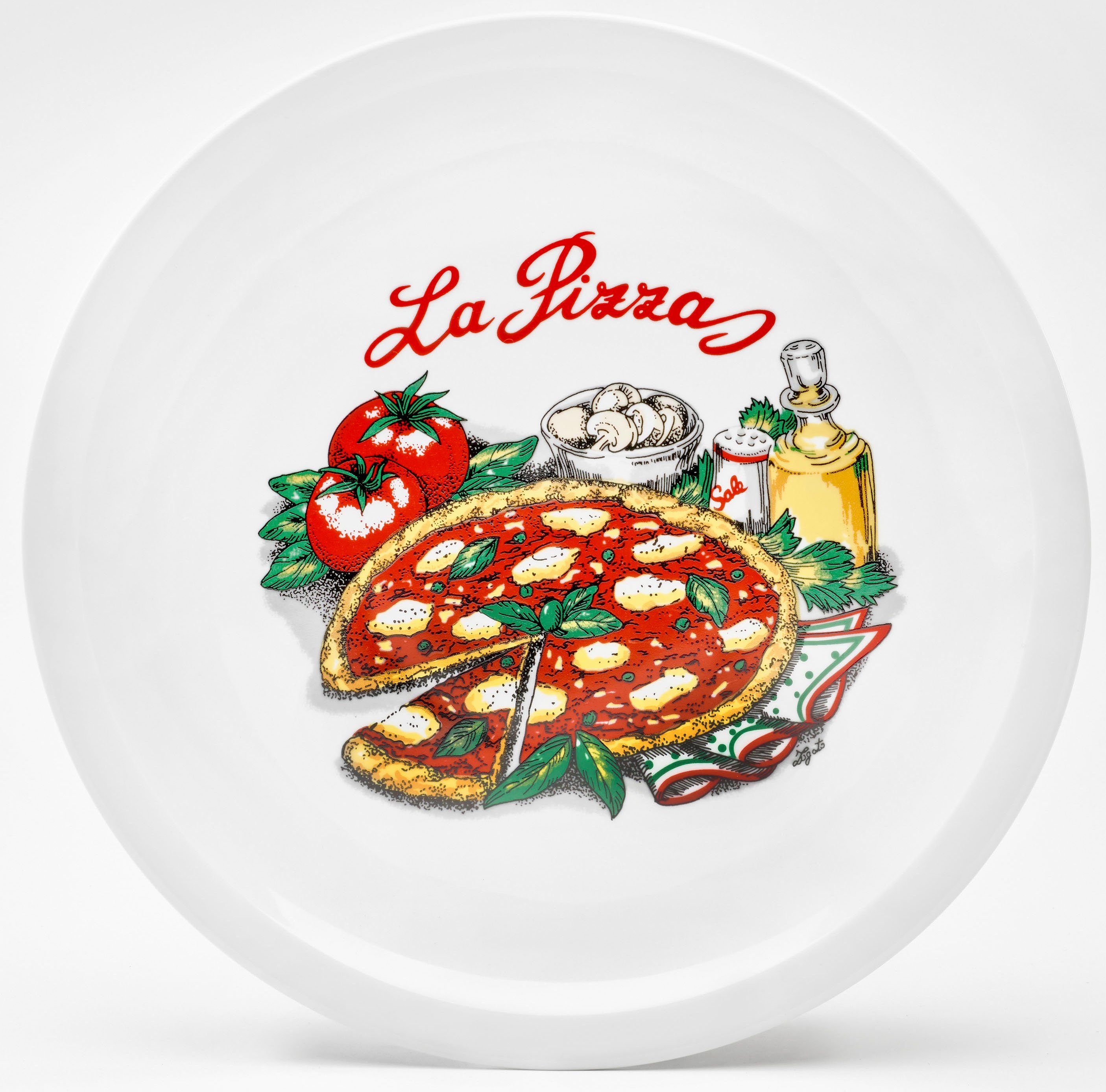 van Well Pizzateller Napoli, (6 St), Teller Set, Porzellan, spülmaschinen- und mikrowellengeeignet, Ø 30 cm