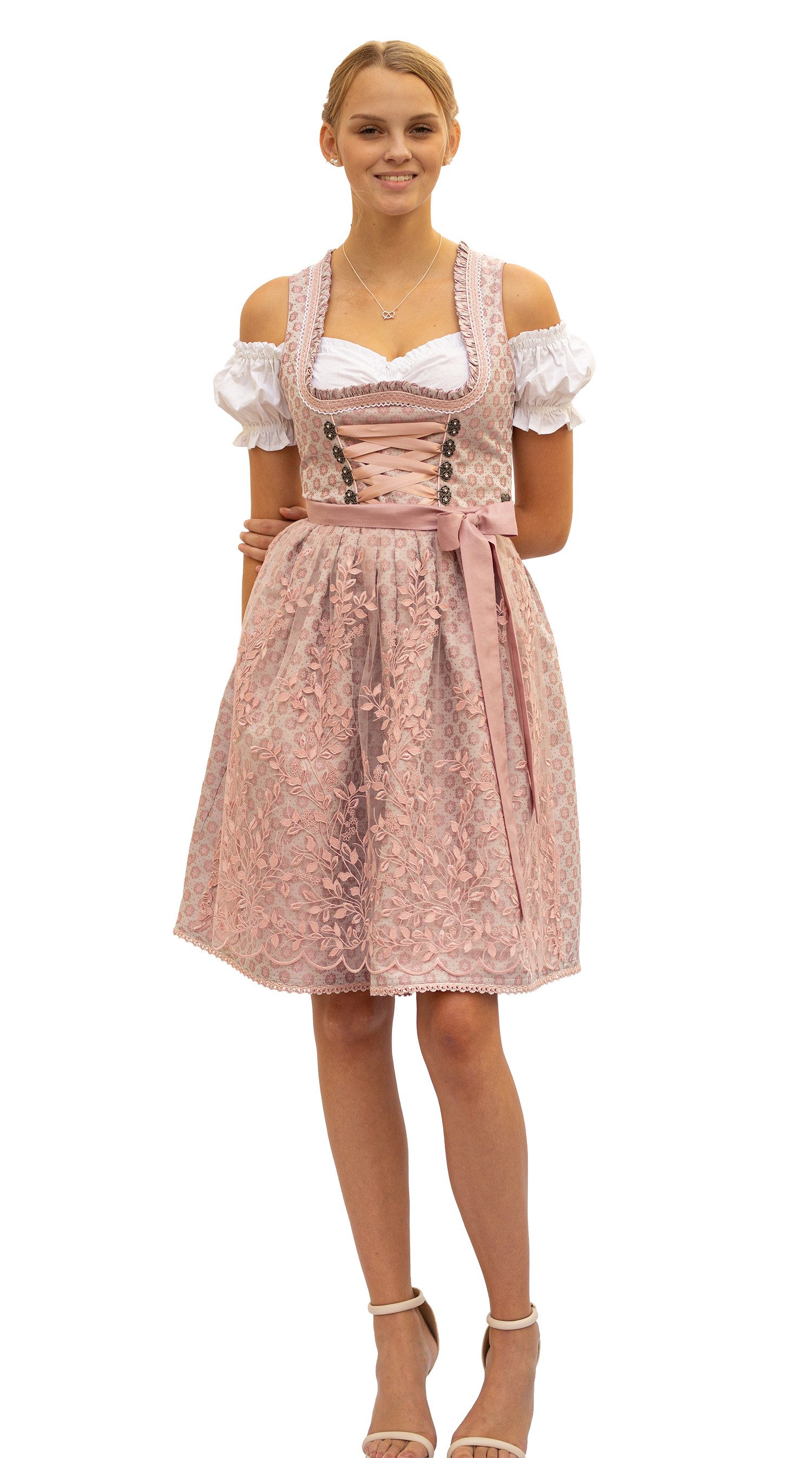 Entari Dirndl 544GT Aphrodite Trachtenkleid Altrosa geblümt (2tlg)