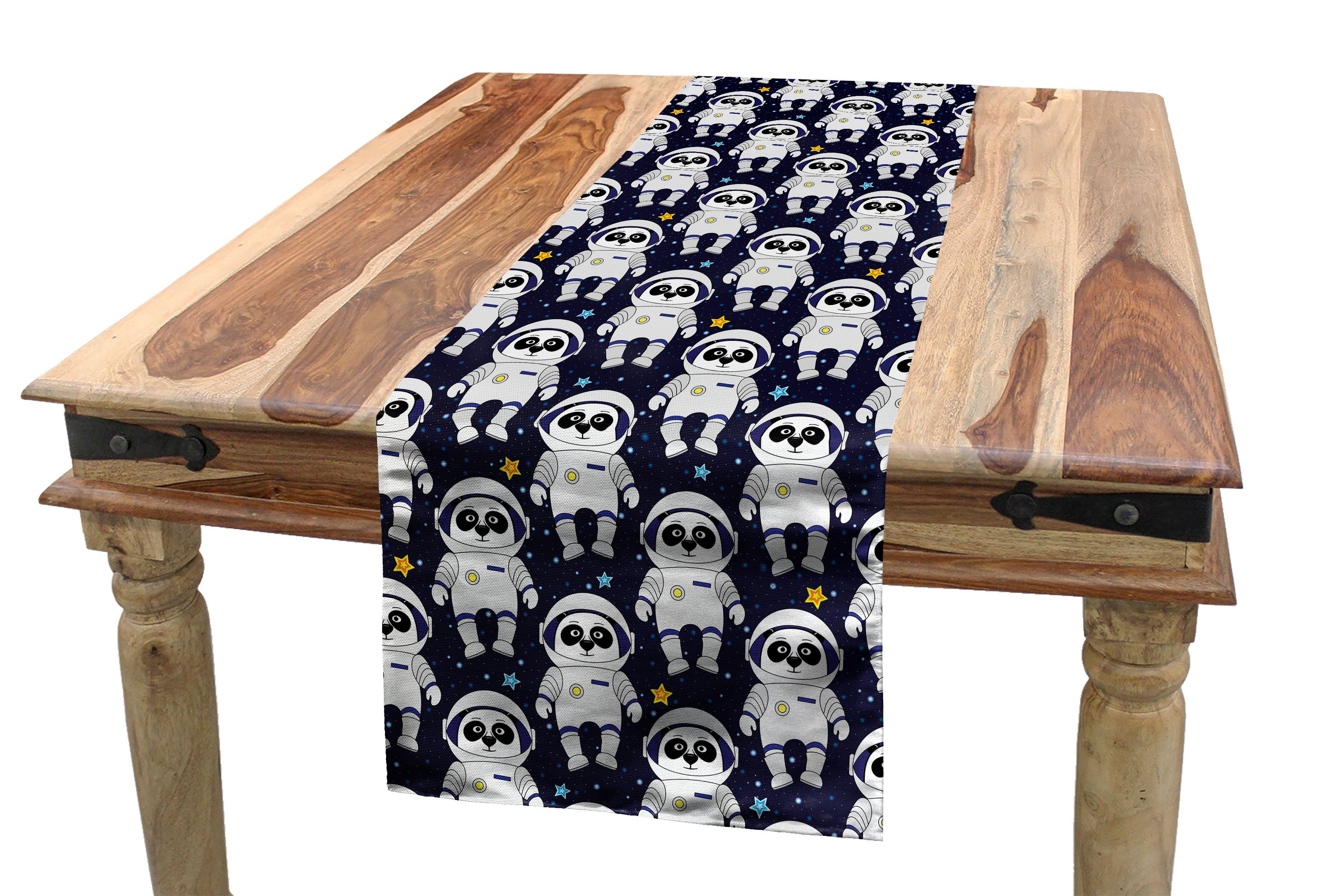 Abakuhaus Tischläufer Esszimmer Küche Rechteckiger Dekorativer Tischläufer, Raum Panda Astronauten und Sternen