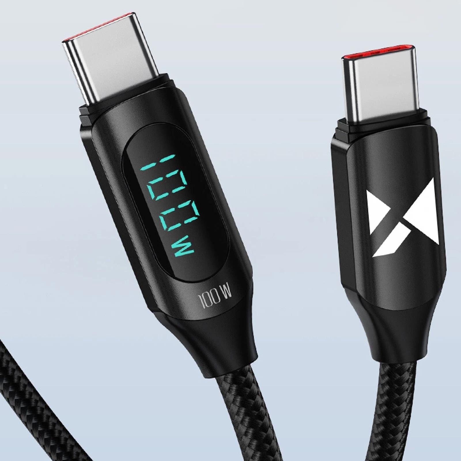 Wozinsky Wozinsky WUCCC1 USB C Schnell Lade Kabel Smartphone-Kabel, USB Typ C, USB-C (100 cm), Universal passend Daten Display USB Typ C Anschluss kurz 1m