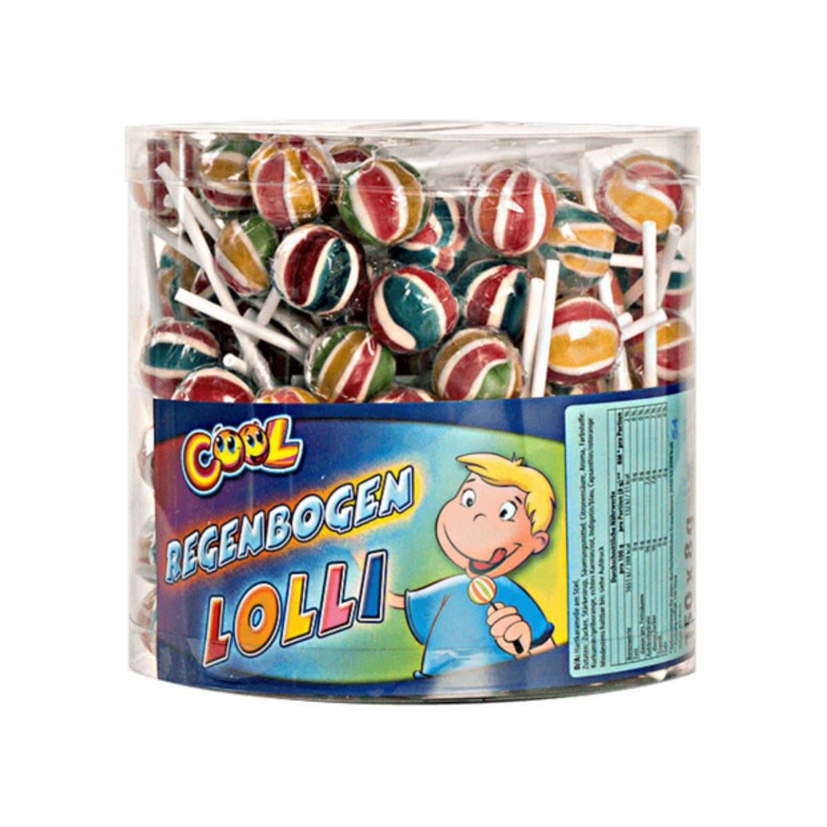 COOL Süßigkeit, Cool Regenbogen Lolli Dose bunte Lollis für fruchtigen Spaß 840g
