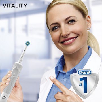 Oral-B Elektrische Zahnbürste Vitality 100 CrossAction Weiß, Aufsteckbürsten: 1 St.