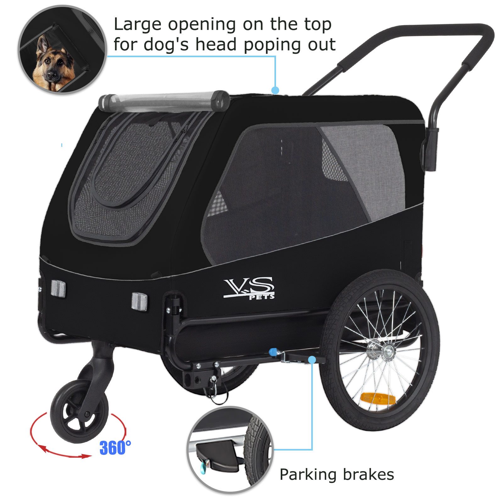 TIGGO Fahrradhundeanhänger Tiggo Pets L Hundeanhänger & Jogger 2-in-1 Hundebuggy Fahrradanhänger, Geeignet für mittelgroße und große Hund oder mehrere kleine Hunde