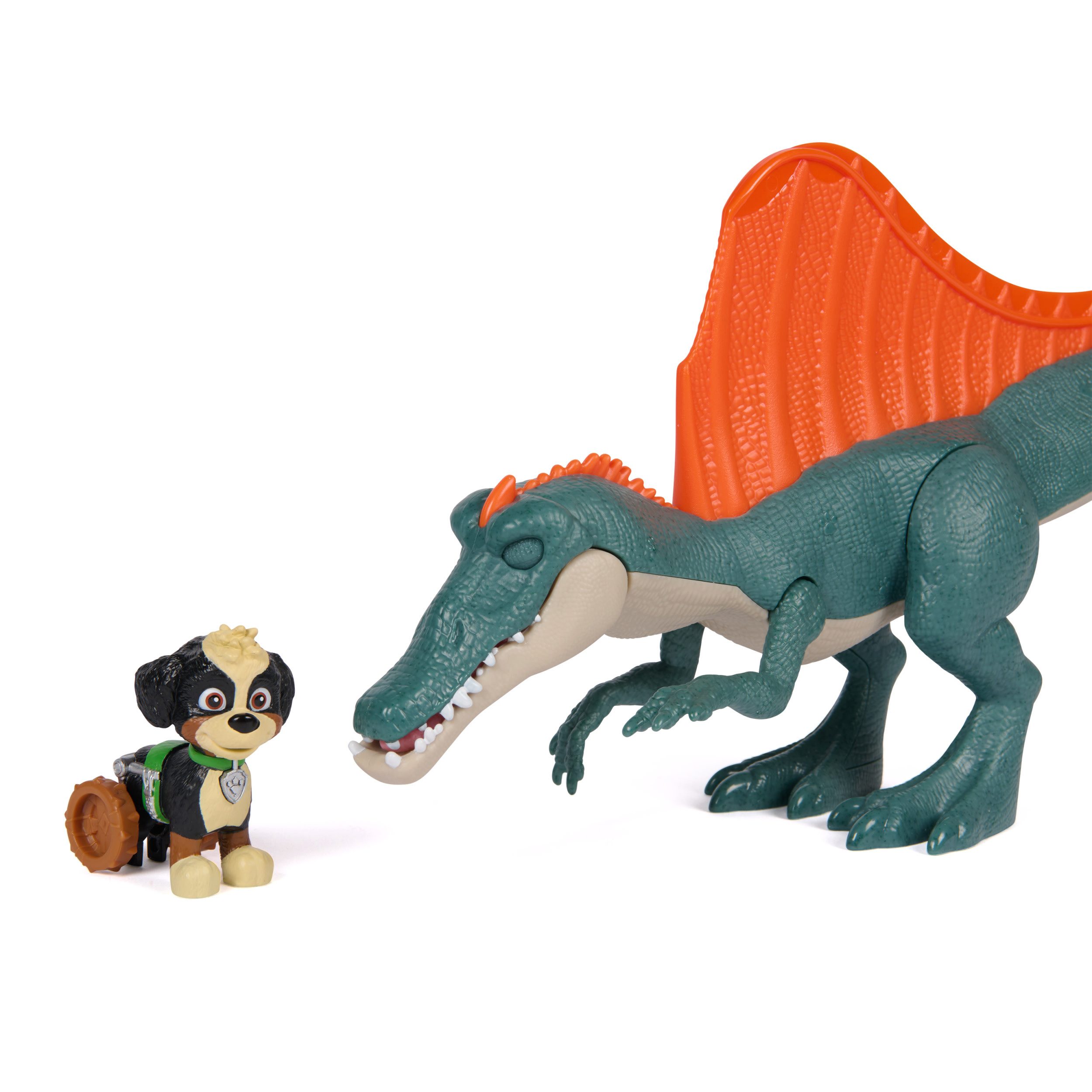 Spin Master Spielwelt PAW Patrol: Der Dino Film, Rise & Roll Dino, Rex-Figur mit Spinosaurus