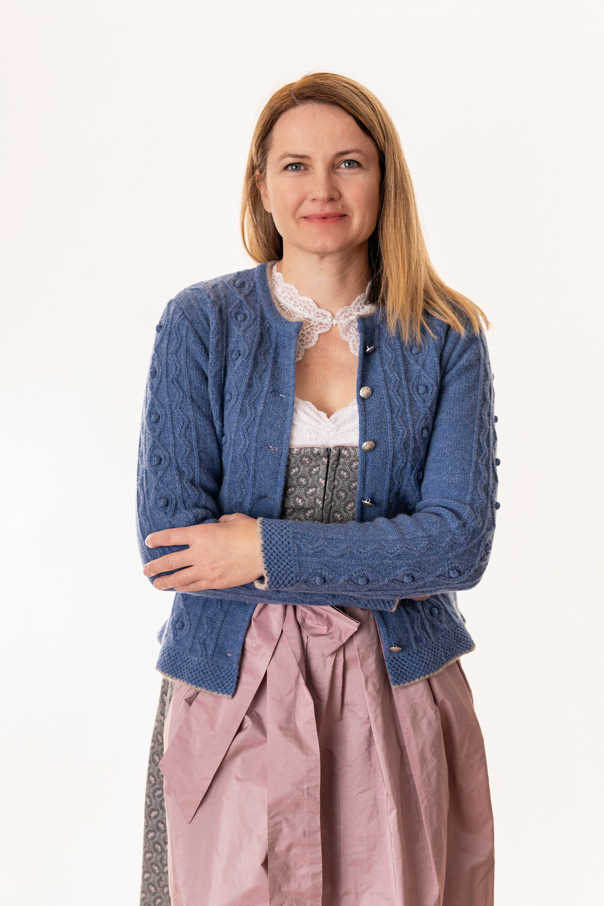 Pezzo D'oro Trachtenstrickjacke Trachten-Strickjacke Damen Enzianblau/Lehm günstig online kaufen