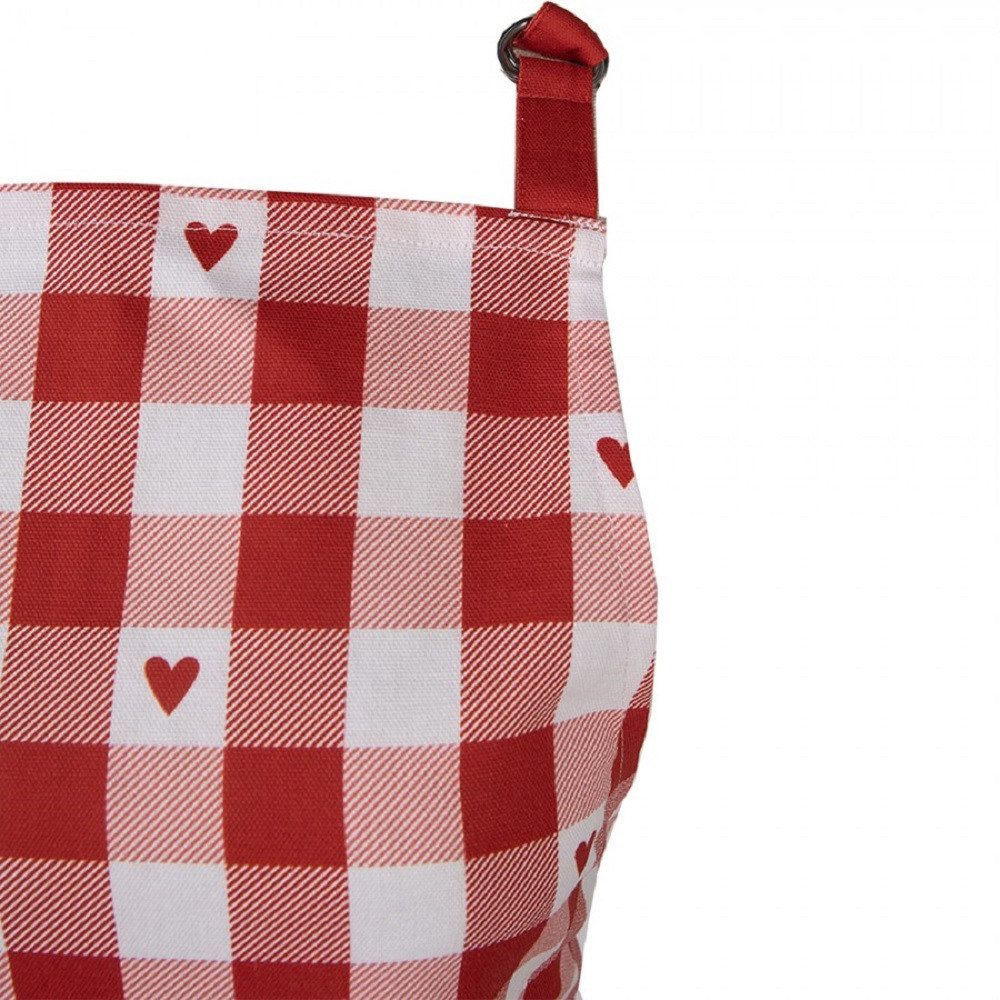 Clayre & Eef Kochschürze Hearts Red - kariert, rot mit Herzen, (Baumwolle, 1-tlg., Schürze), ca. 70 x 85 cm