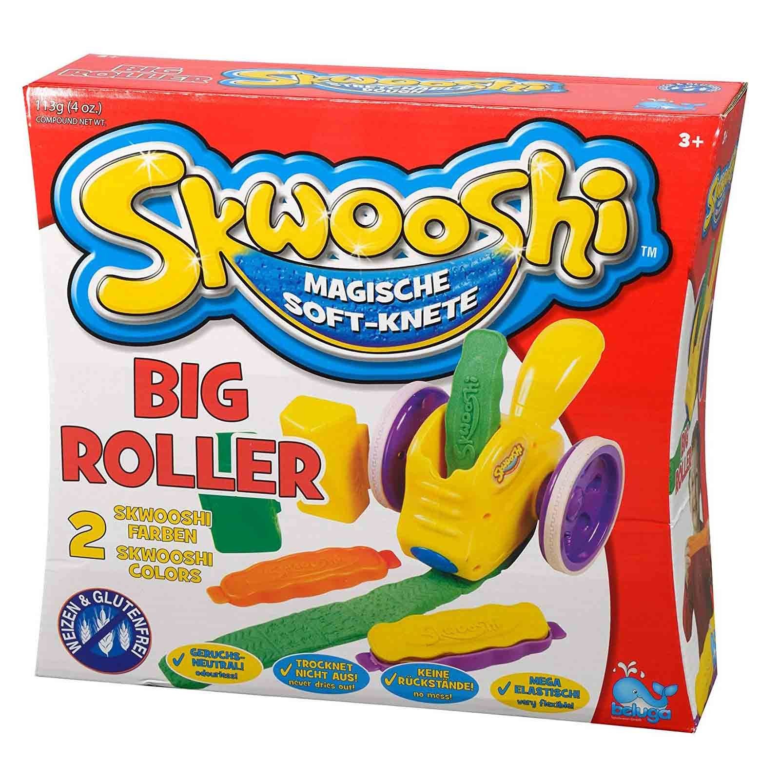 Beluga Knete Skwooshi Kinder Soft Knete Set Kinderknete Modelliermasse Spielknete (Set, 3-tlg., Big Roller, Back Set, Burger Set), Softknete