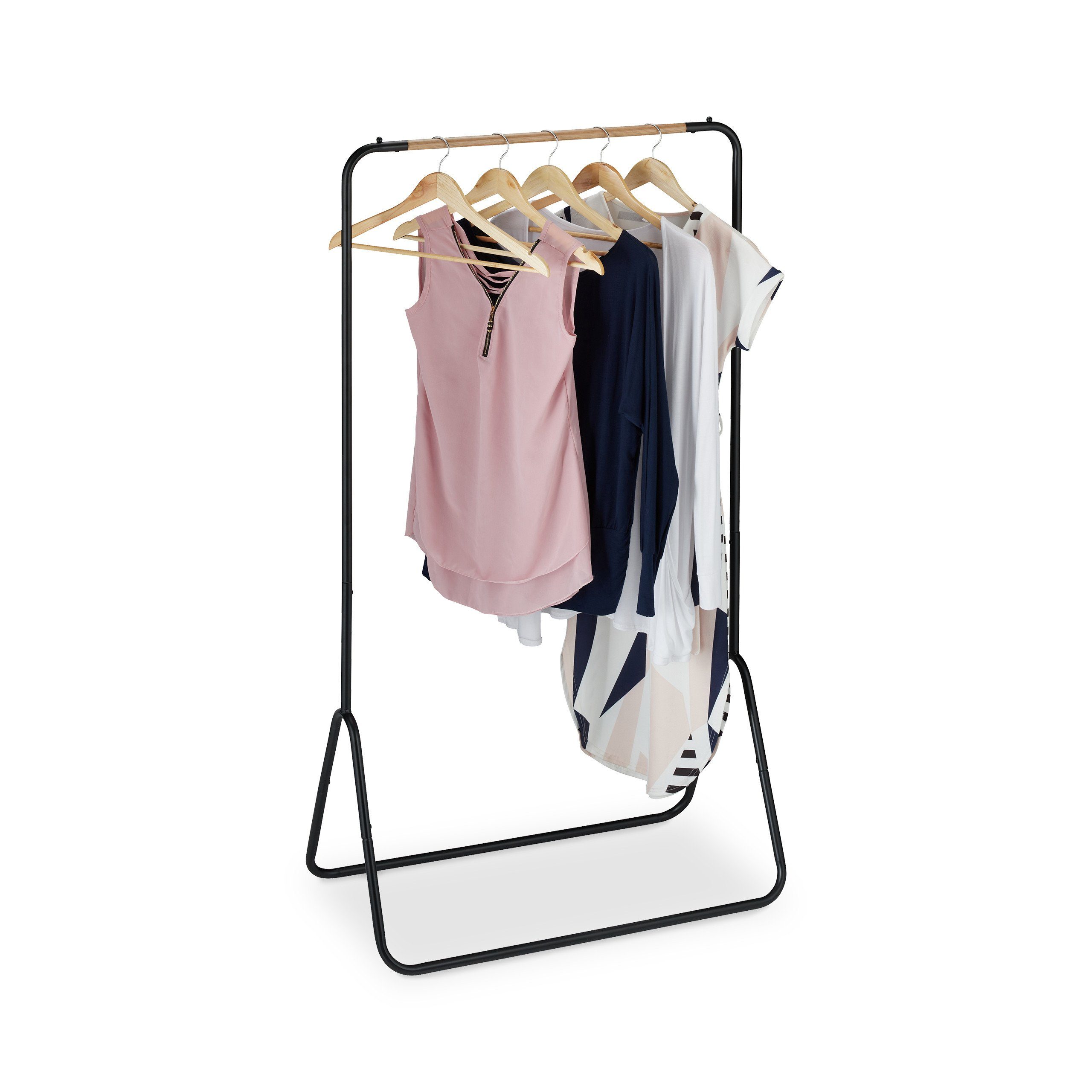 relaxdays Kleiderständer schwarz, Holzoptik günstig online kaufen