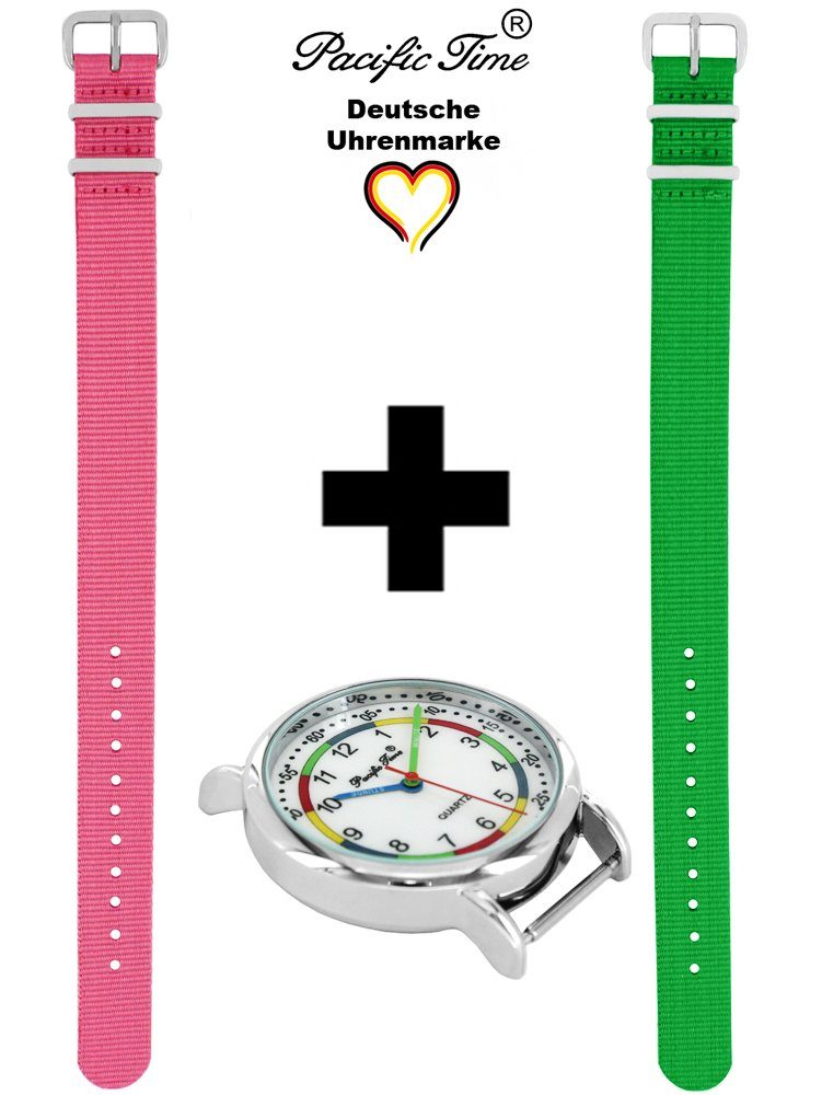 Armbanduhr Versand grün Time und Lernuhr Set Kinder und - Match Mix Gratis Design Wechselarmband, First Quarzuhr Pacific rosa