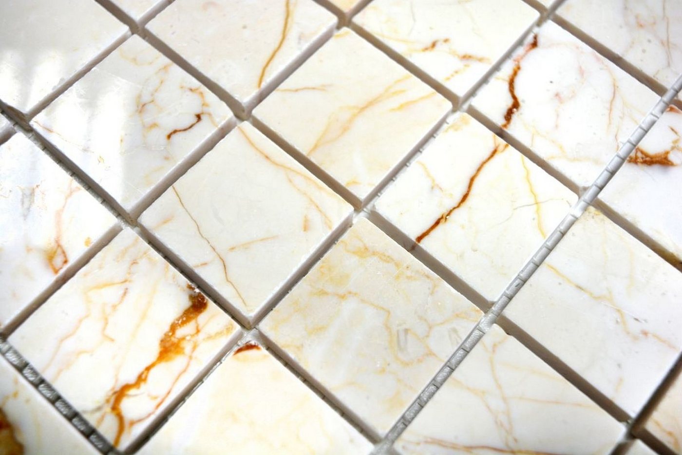 Thumbnail - Mosani Mosaikfliesen Marmor Mosaik Fliese Naturstein golden cream poliert glänzend