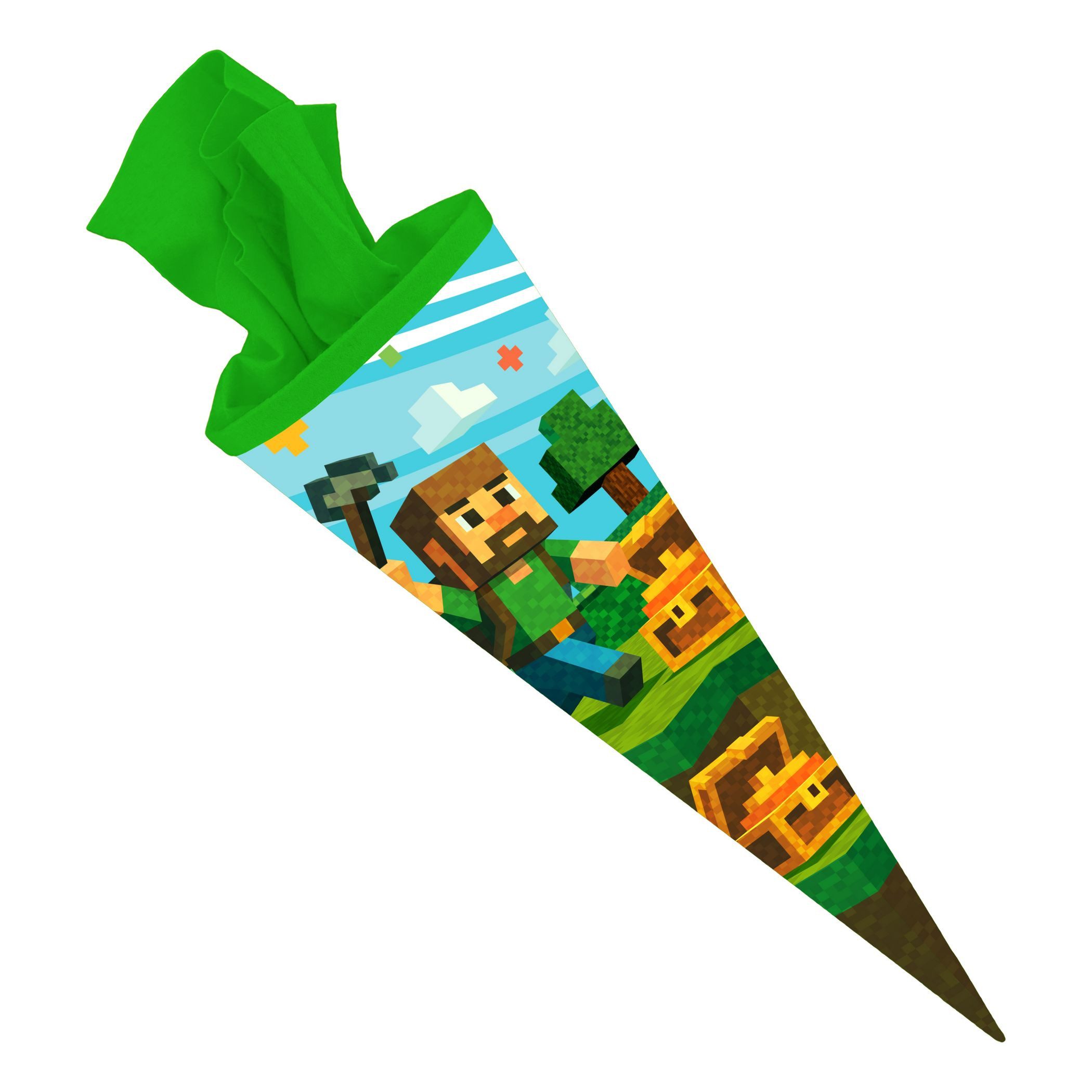 itenga Schultüte itenga Schultüte 70cm rund Blockgame PIXEL Zuckertüte Filzverschluss