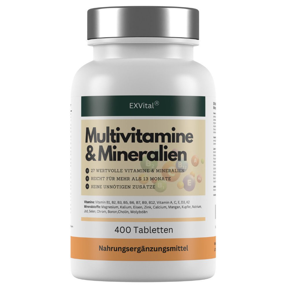 Multivitamin & Mineralien Tabletten, 27 Wirkstoffe, 13 Monate Vorrat Tabletten, 122 g