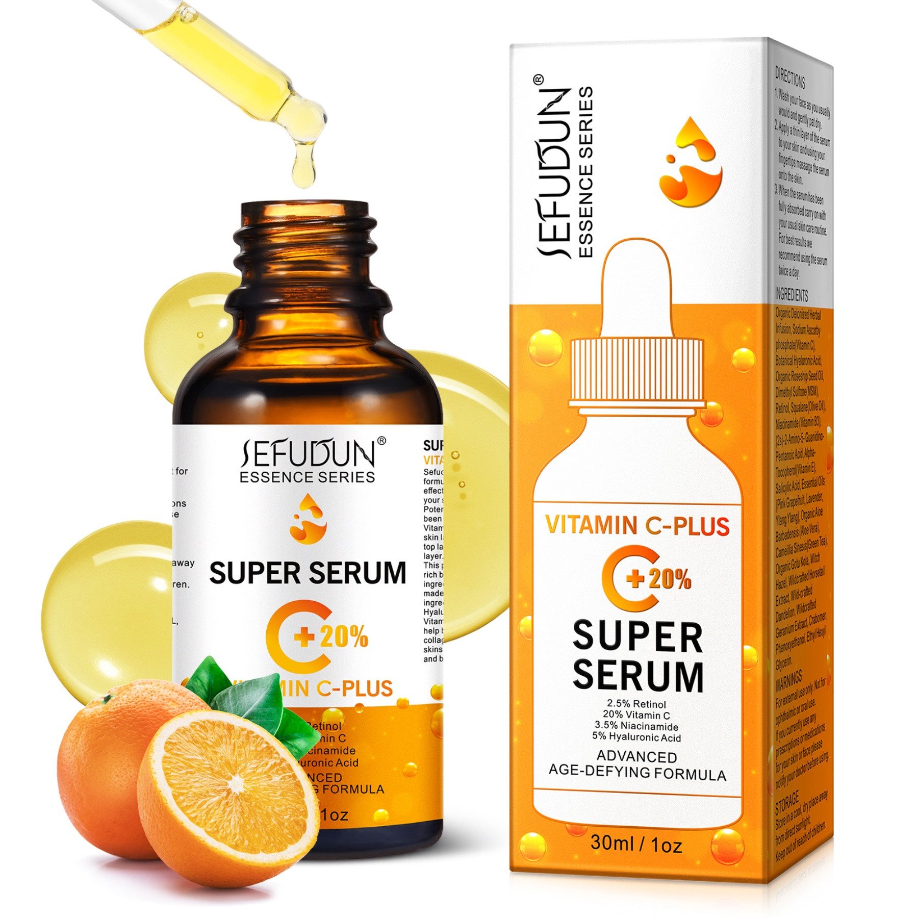 P-Beauty Cosmetic Accessories Gesichtsserum Vitamin C Plus Serum Anti-Falten Anti-Aging Hyaluronsäure Retinol, 1-tlg., Gesichtsserum, Anti-falten Serum, Anti-Aging