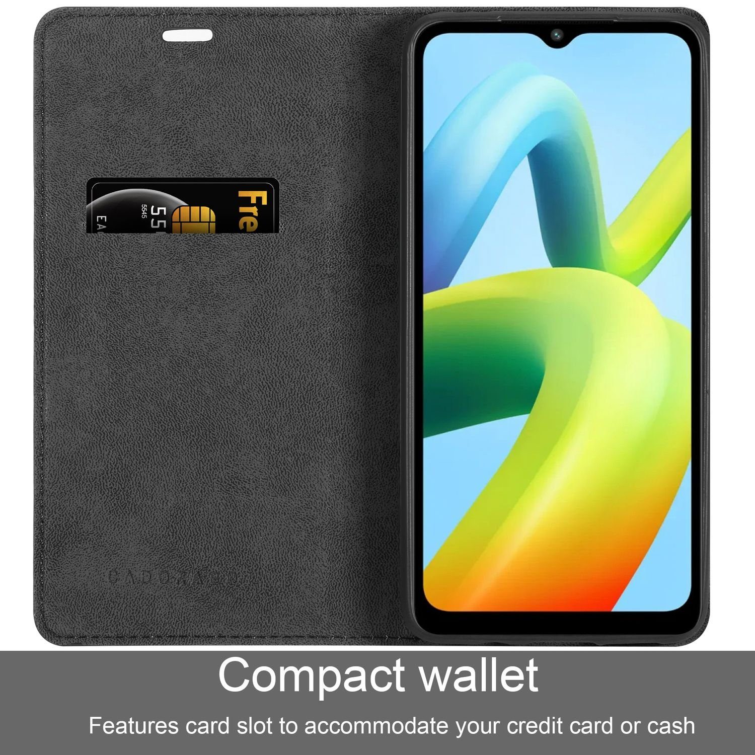 Cadorabo Handyhülle für Xiaomi RedMi A1 Hülle Xiaomi RedMi A1, Hülle Schutzhülle mit Standfunktion, Magnetverschluss und Kartenfach