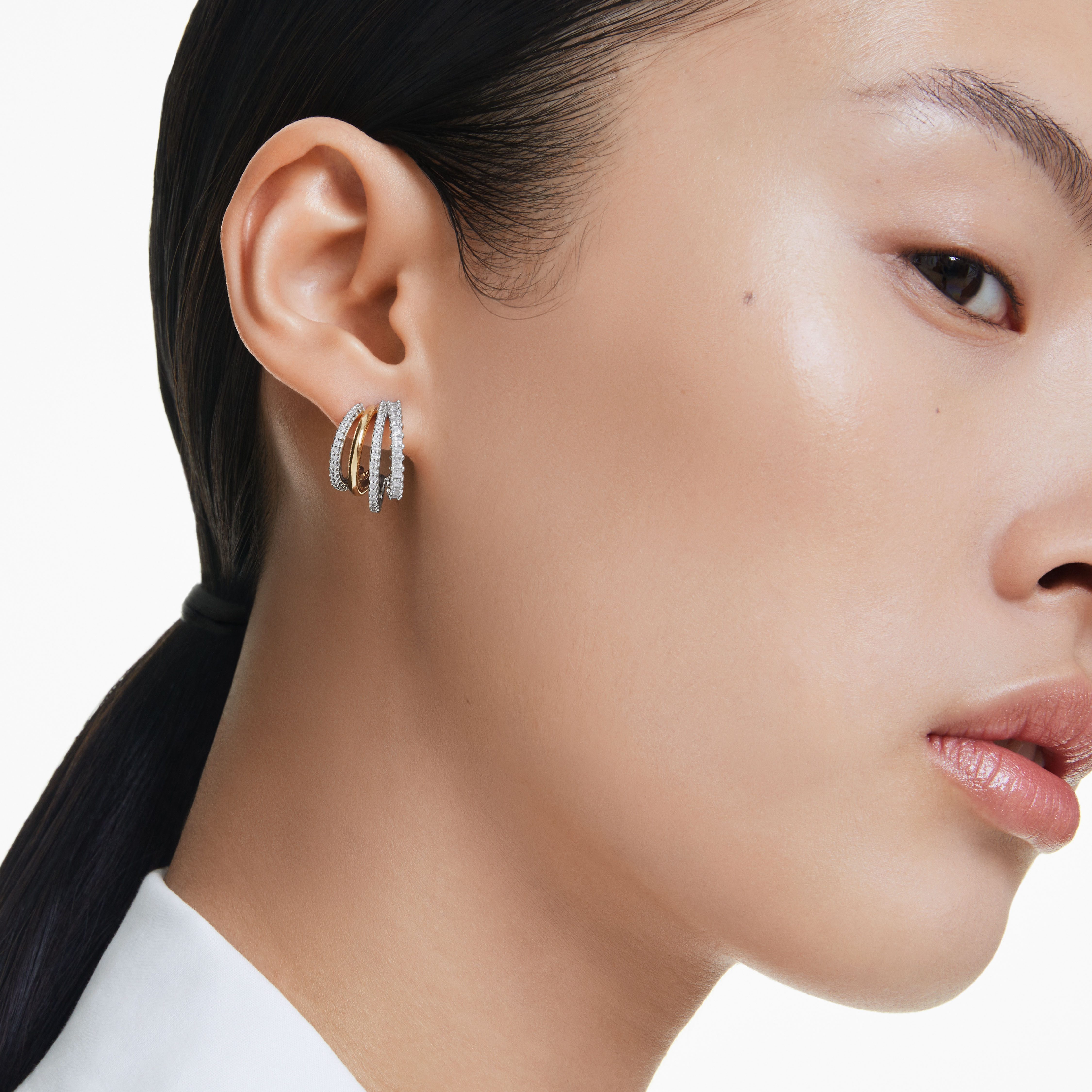 Swarovski Paar Creolen Schmuck Geschenk Hyperbola Ohrringe, mit Swarovski® Zirkonia (synth) – Bild 5 von 5