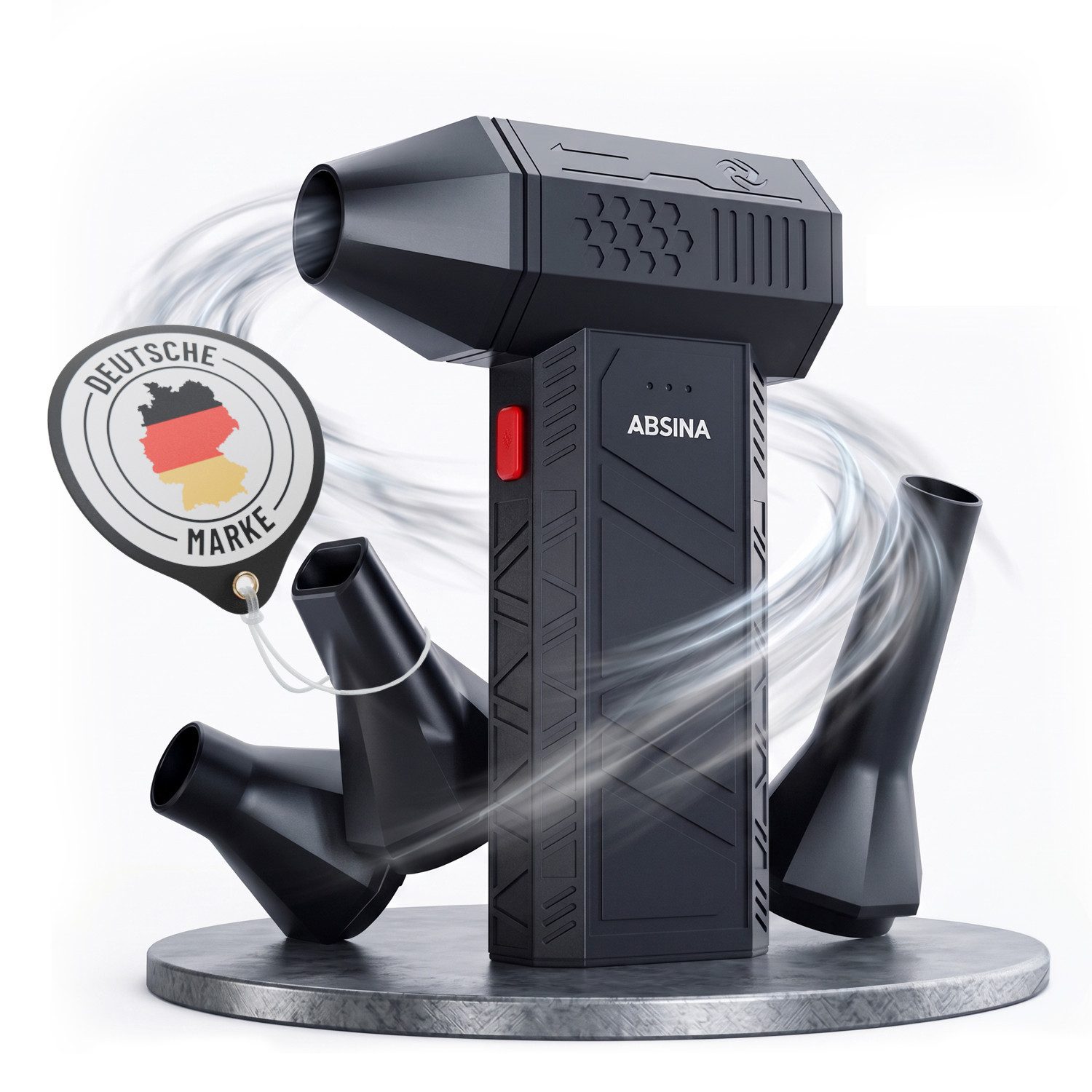 ABSINA Akku-Handstaubsauger Druckluft Staubgebläse 110.000 U/min - Air Duster mit 4 Düsen