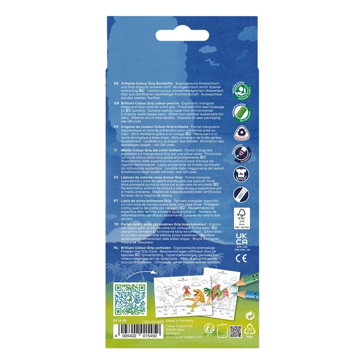 Faber-Castell Buntstift Colour Grip 10 + 3, (13-tlg), inkl. Dino Sticker