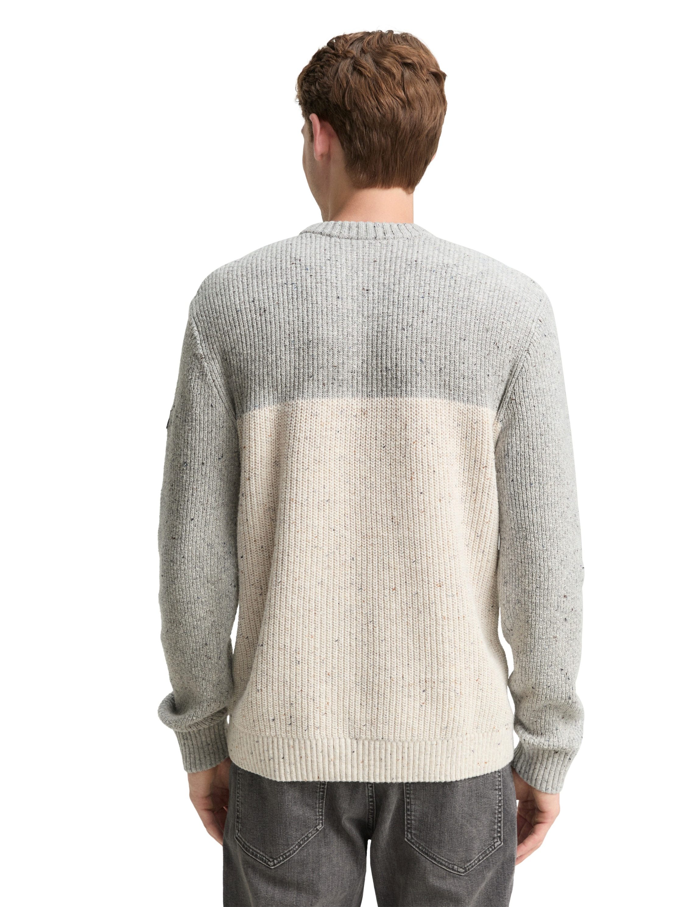 TOM TAILOR Rundhalspullover mit Logo Stickerei