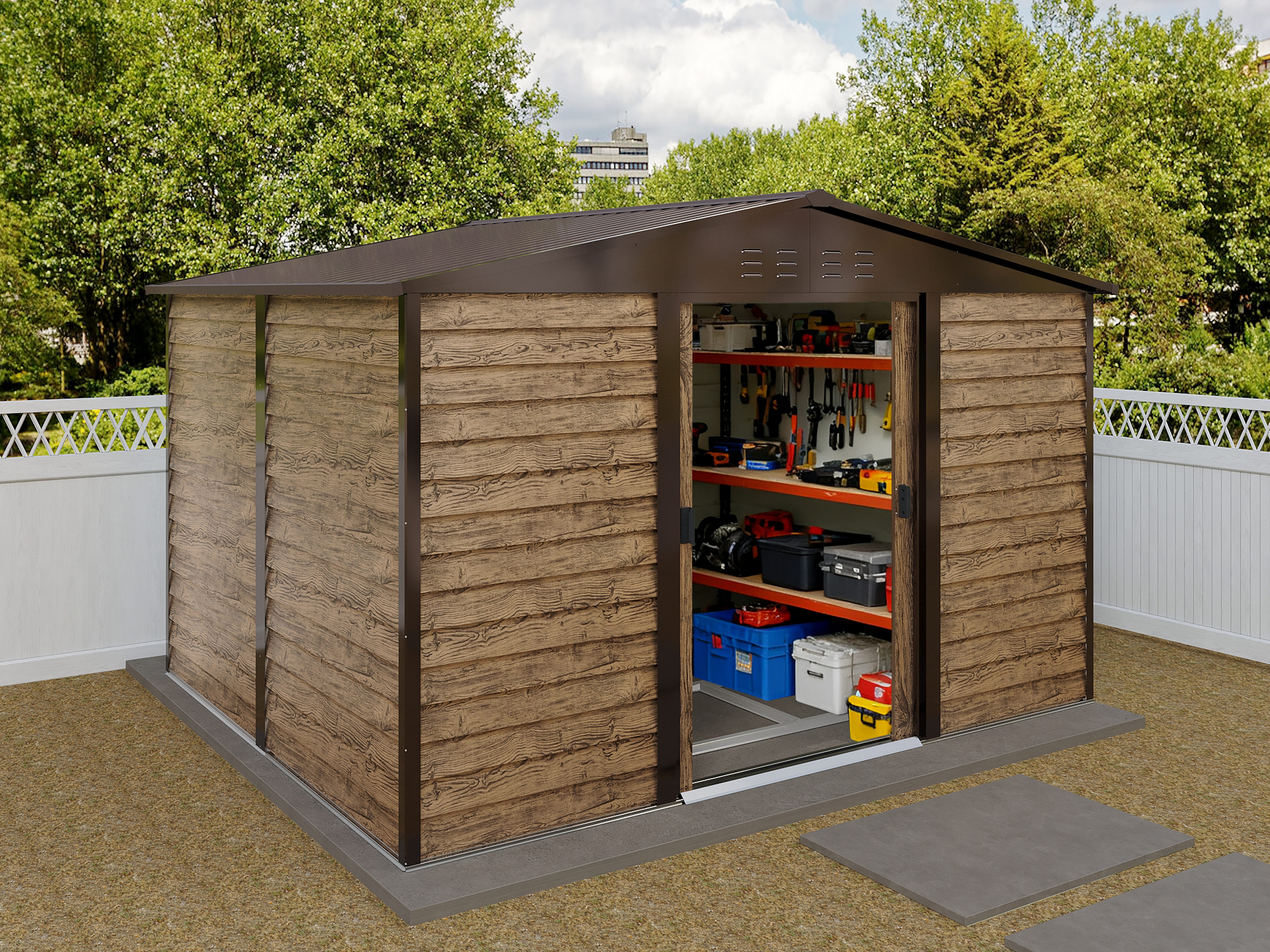 KONIFERA Gerätehaus Metall, BxT: 235x197 cm, mit Fundamentrahmen günstig online kaufen