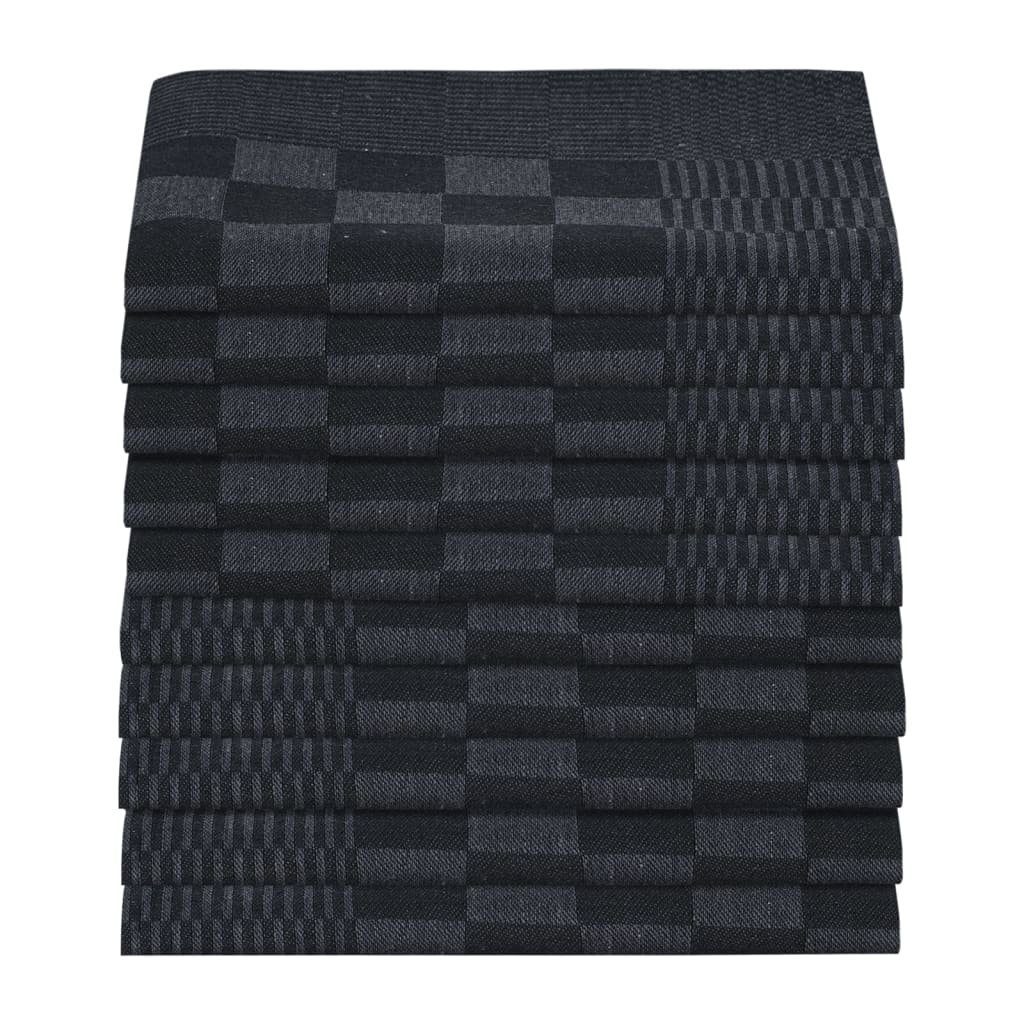 cm 10 und Schwarz 50x70 vidaXL Geschirrtücher Stk Grau Baumwolle Handtuch