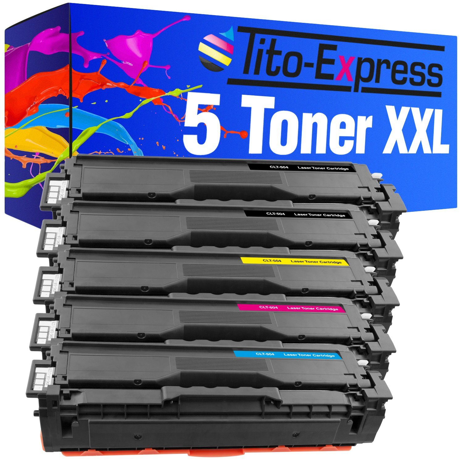 Tito-Express Tonerpatrone 5er Set ersetzt Samsung CLT-504S Samsung CLT 504 S CLT504S, (Multipack, 2x Black, 1x Cyan, 1x Magenta, 1x Yellow), für Xpress C1860FW C1810W CLX-4195FW CLX-4195FN CLX-4195N CLP-415NW | Tonerpatronen