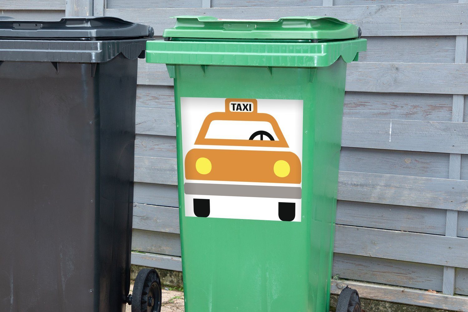 MuchoWow Wandsticker Illustration St), Mülleimer-aufkleber, - Taxi - Container, Mülltonne, Sticker, USA Abfalbehälter (1