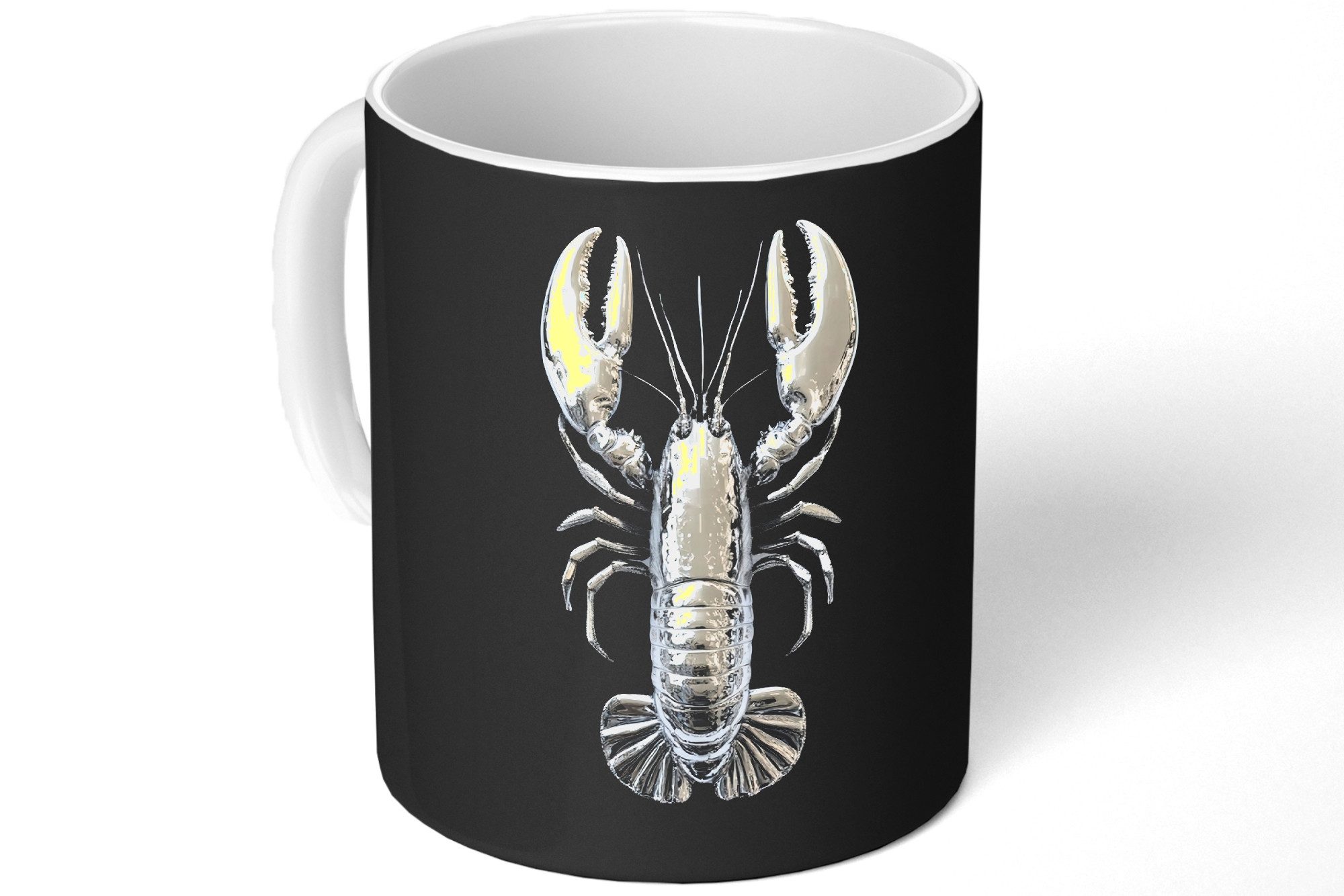 MuchoWow Tasse Hummer - Silber - Metallisch - Luxus, Keramik, Кофейные чашки, Teetasse, Becher, Kaffeebecher, Geschenk