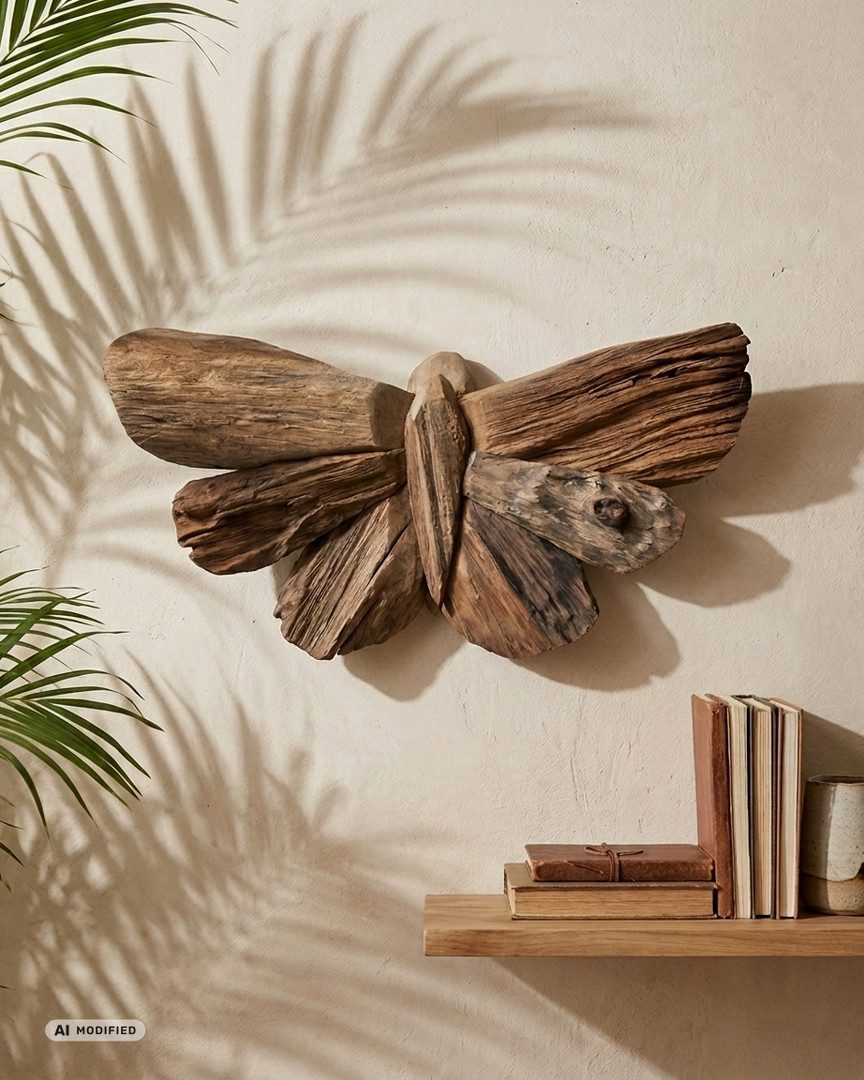 Kinaree Wandbild Altholz Schmetterling, (1 St)