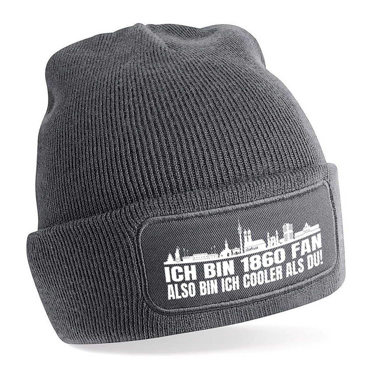 Herzbotschaft Beanie Strickmütze Beanie mit Spruch ICH BIN 1860 FAN (Mütze mit Aufdruck, Skimütze) Unisex SoftTouch angenehm weiche und warme Wintermütze Einheitsgröße