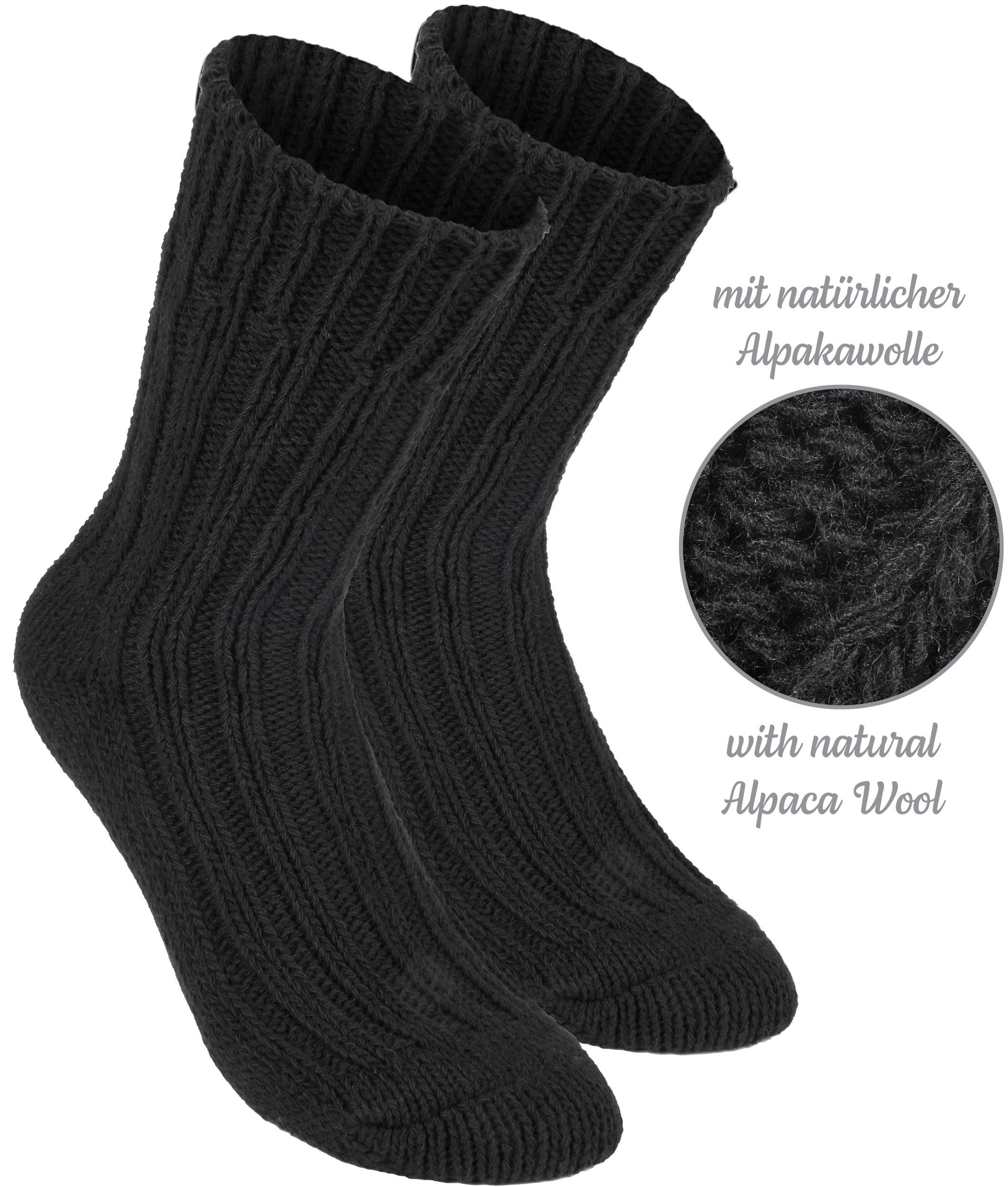 BRUBAKER Kuschelsocken warme dicke Alpaka Socken (Set, 4-Paar, mit Alpakawolle) Wintersocken für Damen und Herren