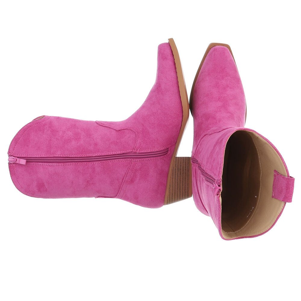 Ital-Design Stilvoller Cowboystiefel mit praktischem Reißverschluss Westernstiefelette (90482495) Blockabsatz Stiefeletten in Pink