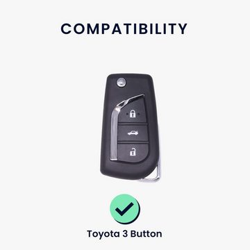 kwmobile Schlüsseltasche Autoschlüssel Silikon Hülle für Toyota 3 Tasten (T2) Corolla RAV4 CH-R (1-tlg), Schlüsselhülle aus Silikon - in Schwarz Blau