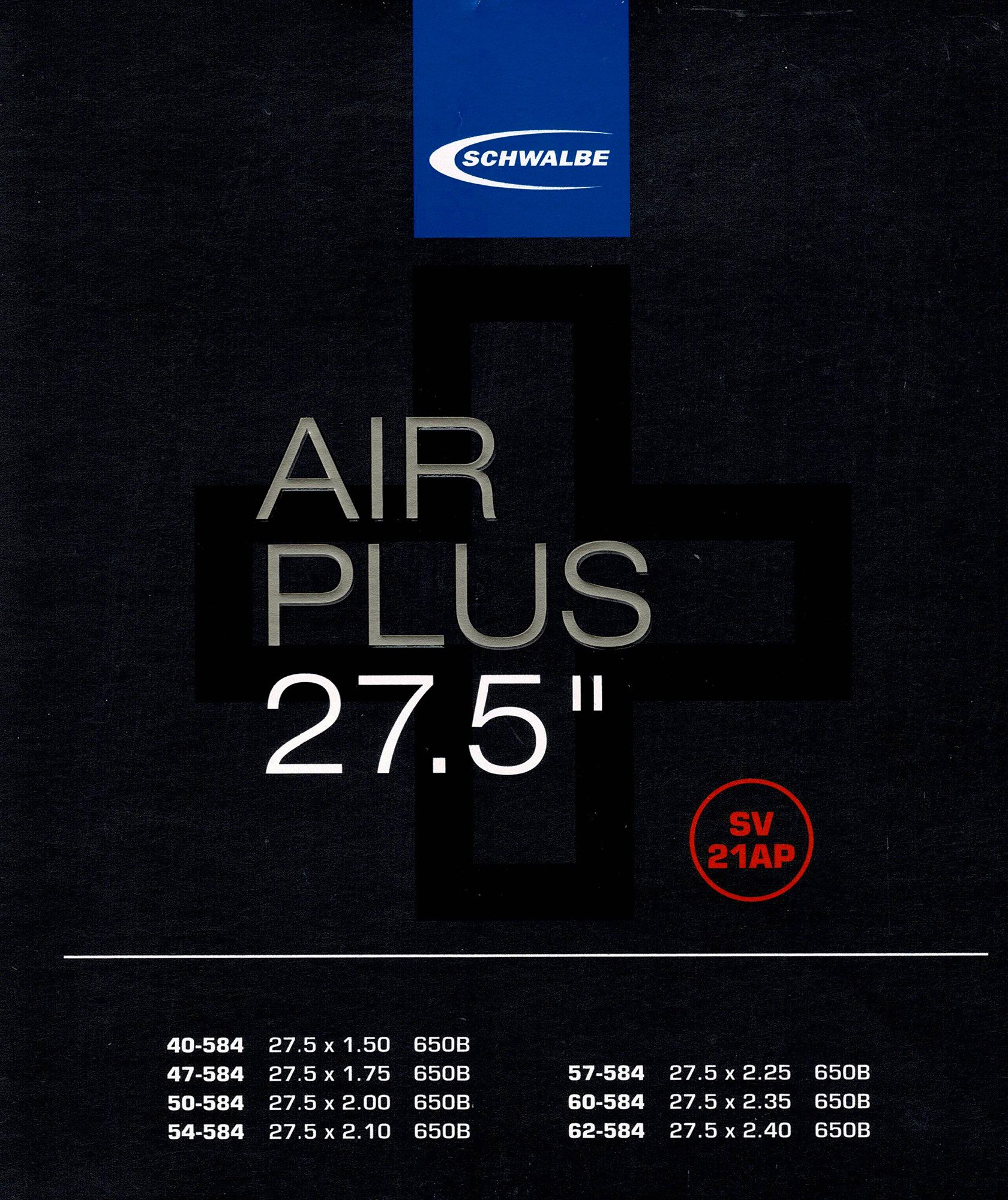 Fahrradschlauch Schwalbe Schlauch SV21AP 27.5 Zoll (40/62-584) Air Plus
