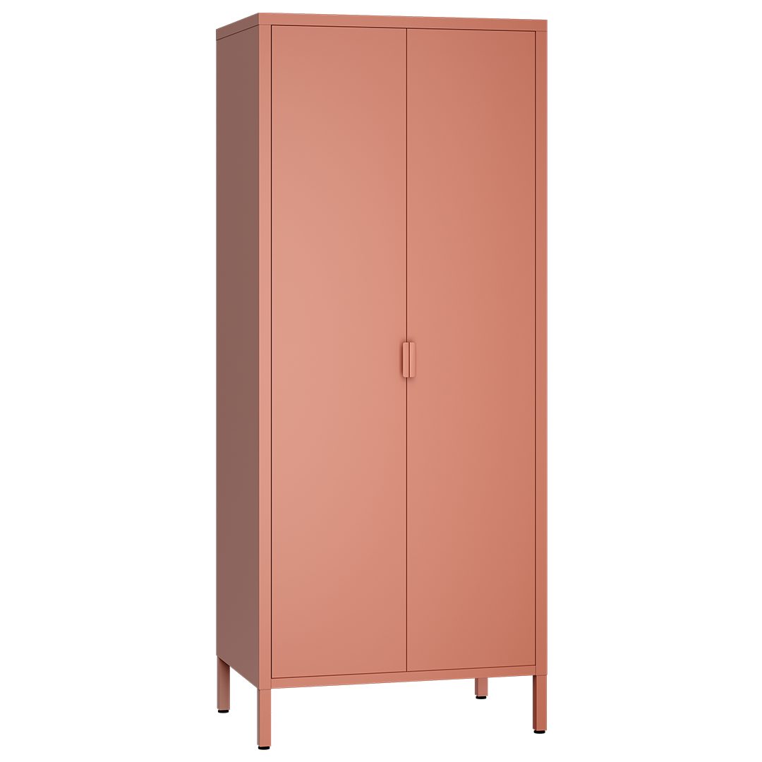 skølm Kleiderschrank Ituri aus Metall (Rostrot) Metallschrank mit 6 Fächern & 2 Kleiderstangen, 170x80x45 cm