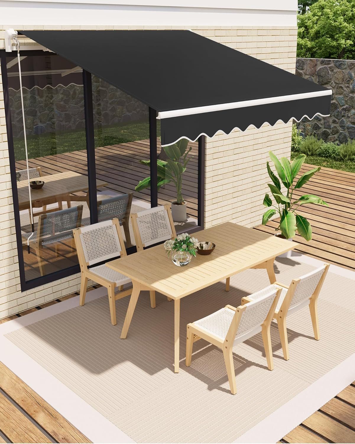 GarveeMore Gelenkarmmarkise 400/350x250cm,UV50+ & wasserabweisend mit Kurbel & Wandhalterung Länge + Winkel einstellbar,Markise für Terrasse & Balkon,Sonnenschutz