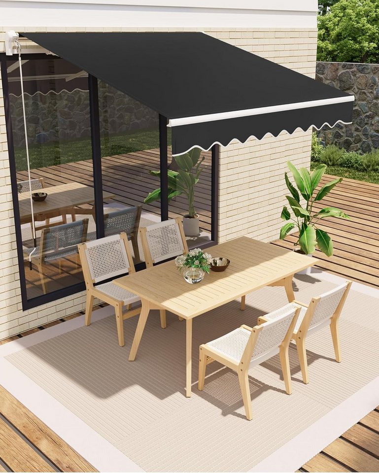 GarveeMore Gelenkarmmarkise 300 x 250 cm,UV40+ & wasserabweisend, mit Kurbel & Wandhalterung Länge + Winkel einstellbar, Markise für Terrasse & Balkon
