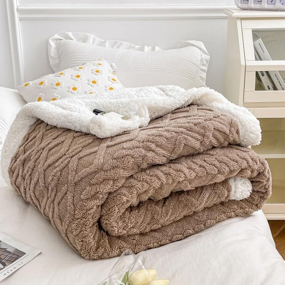 Wohndecke Flauschige Sherpa Kuscheldecke, als weiche super Braun NUODWELL Fleecedecke Sofadecke