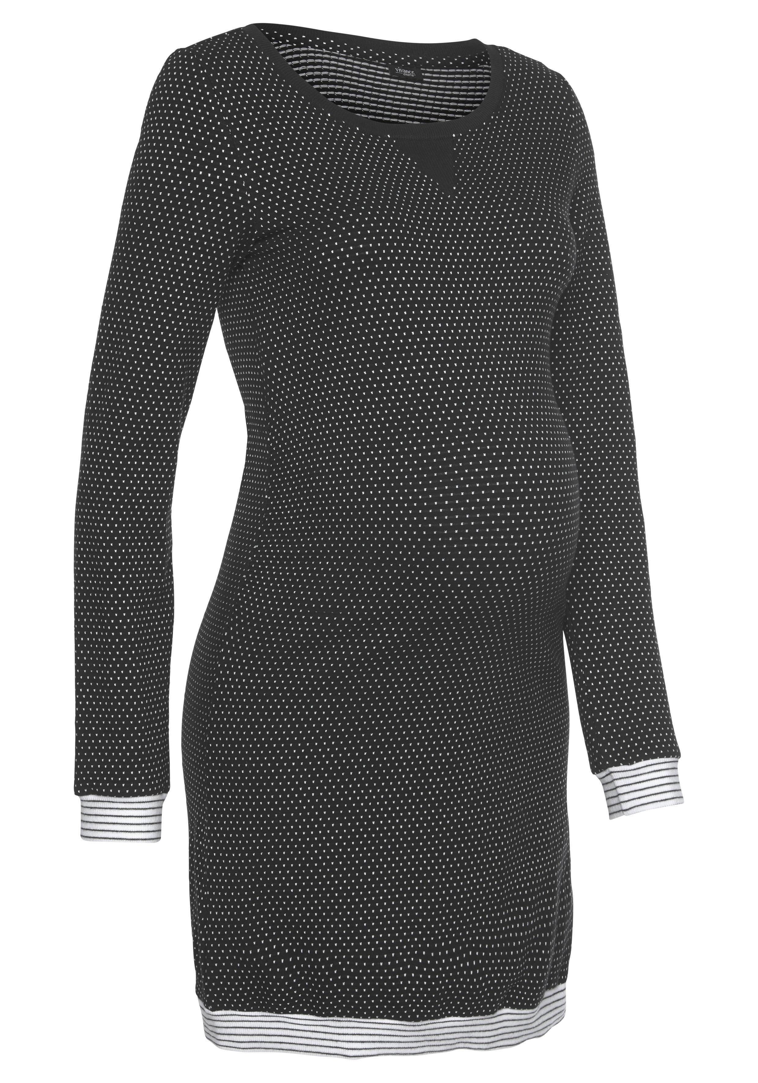 Vivance Dreams Umstandsnachthemd im Pünktchenmuster mit gestreiften Bündchen