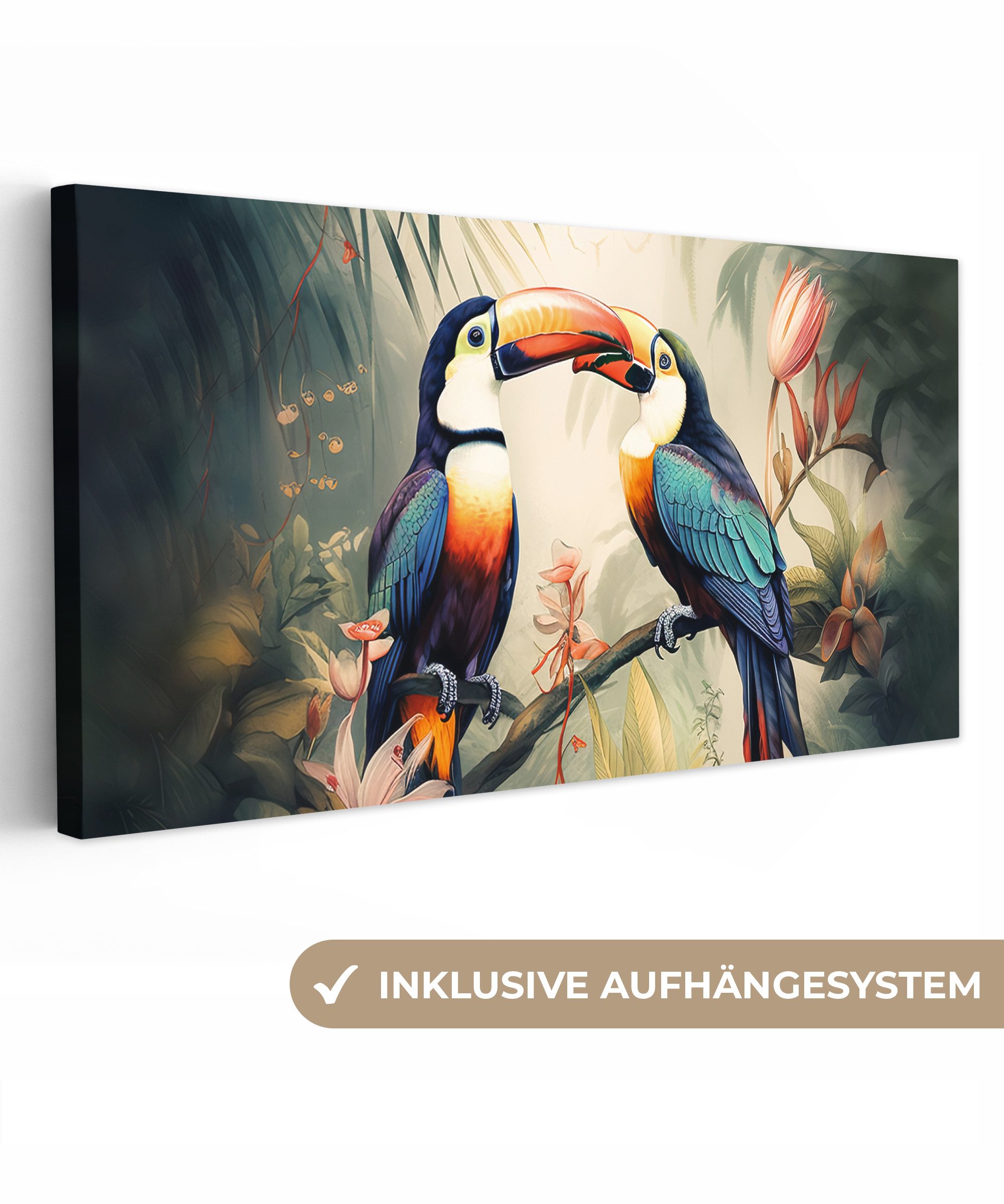 OneMillionCanvasses® Leinwandbild Panorama Tukan - Vögel günstig online kaufen