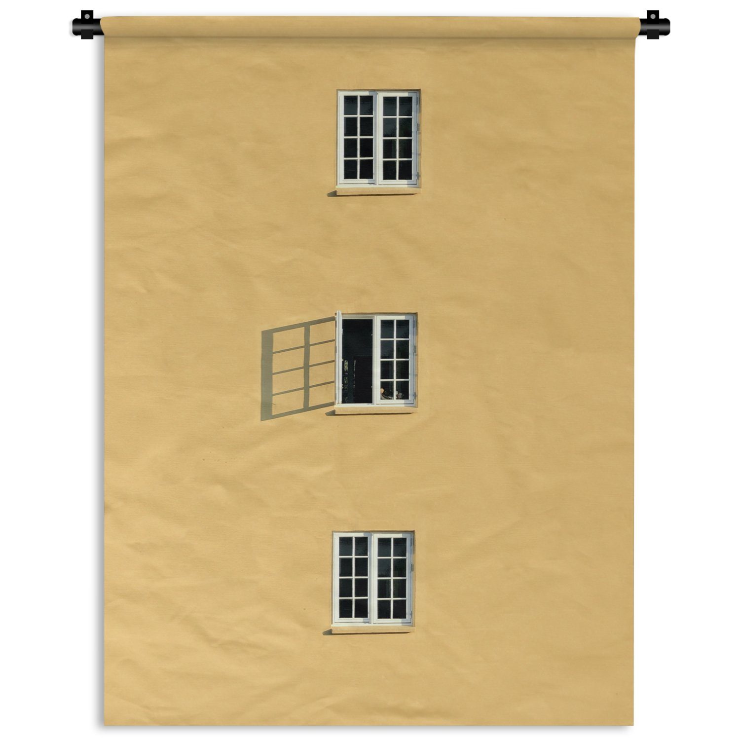 - Fenster Wanddekoobjekt Wand, Deko Schlafzimmer an Tapisserie, - - Wohnzimmer, Gelb, für Offen der MuchoWow Architektur