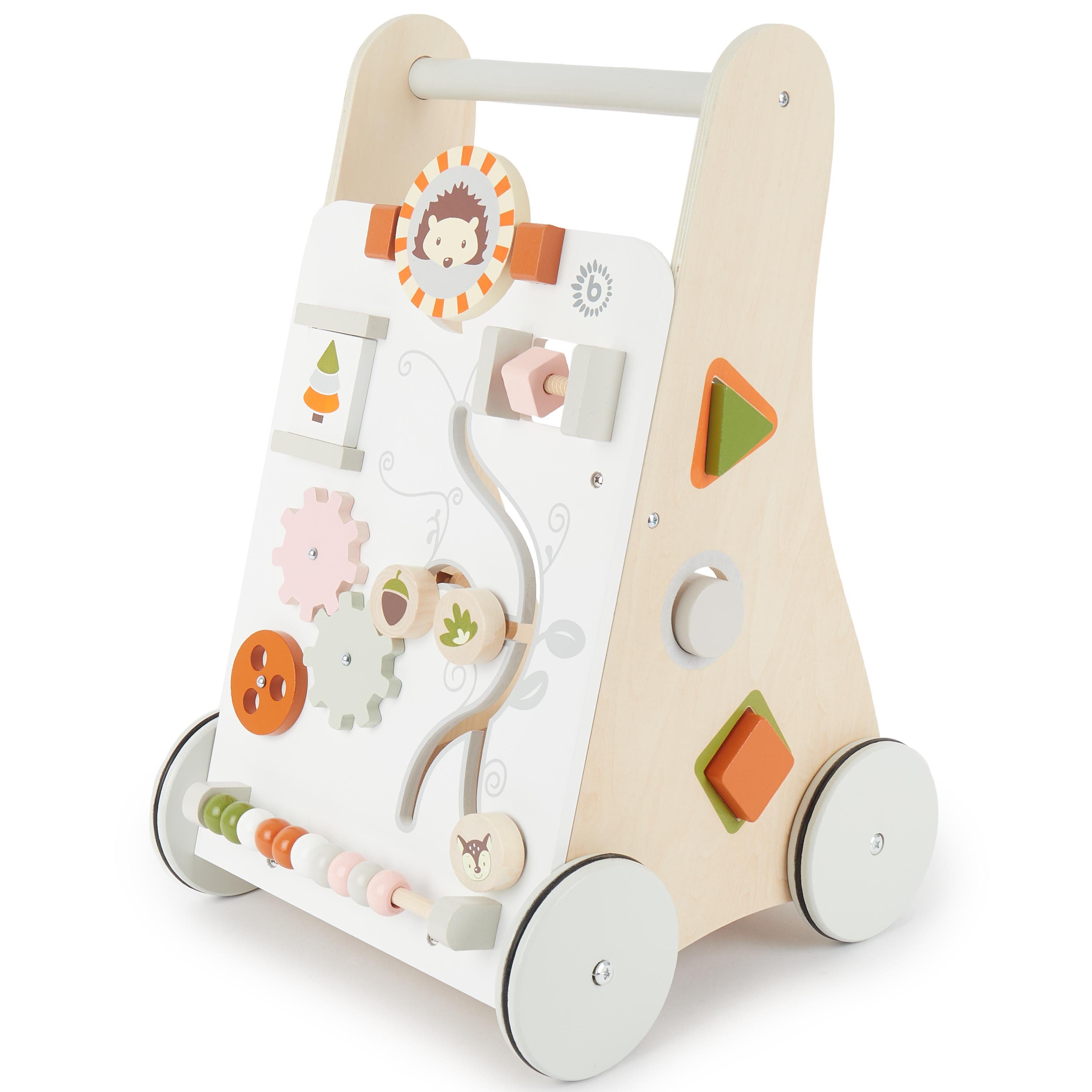 Lauflernhilfe Bieco Lauflernwagen Holz ab 1 Jahr Multifunktionale Baby Lauflernhilfe Laufwagen für Babys zur Förderung der Motorik Baby Gehhilfe mit Gummibereifung Activity Lauflernhilfe für Babys