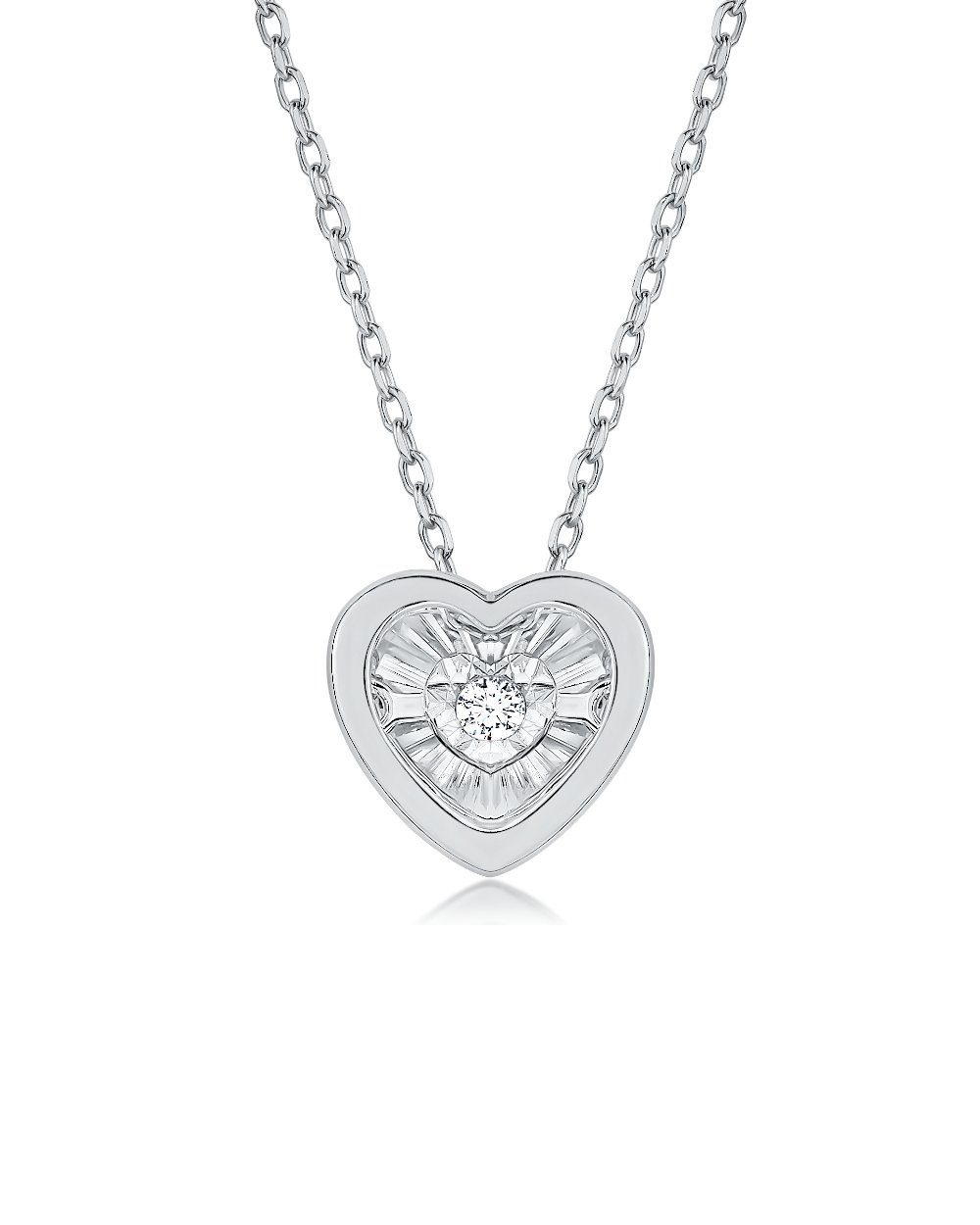 Herzkette 'Corina' Damen Halskette Silber 925 Herz-Anhänger Kristall Moissanit
